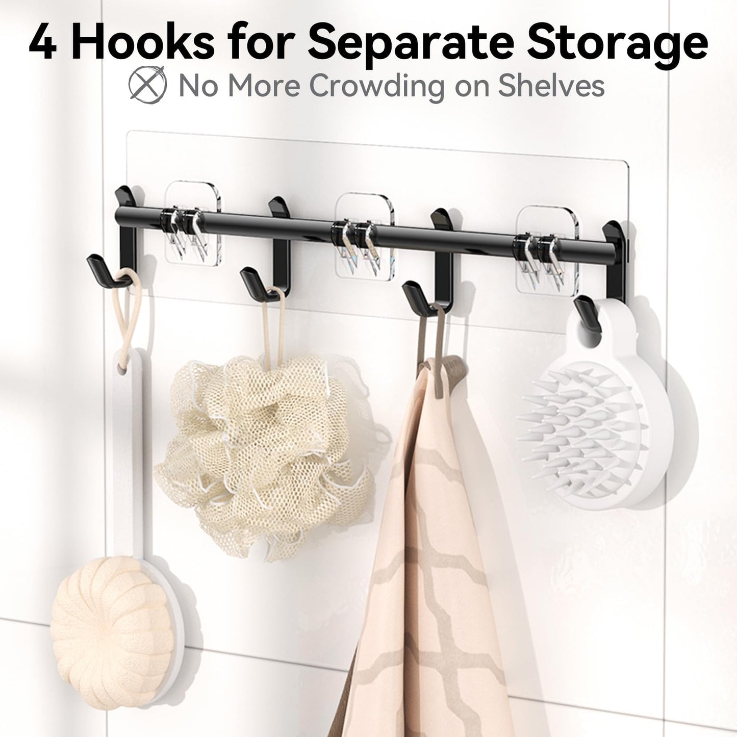 YASONIC Shower Caddy Adhesive, Rustproof Shower Organizer with Soap Holder, Large Capacity Shower Shelves for Inside Shower, No Drilling Bathroom Organizers and Storage for Home Decor 6 Pack Black