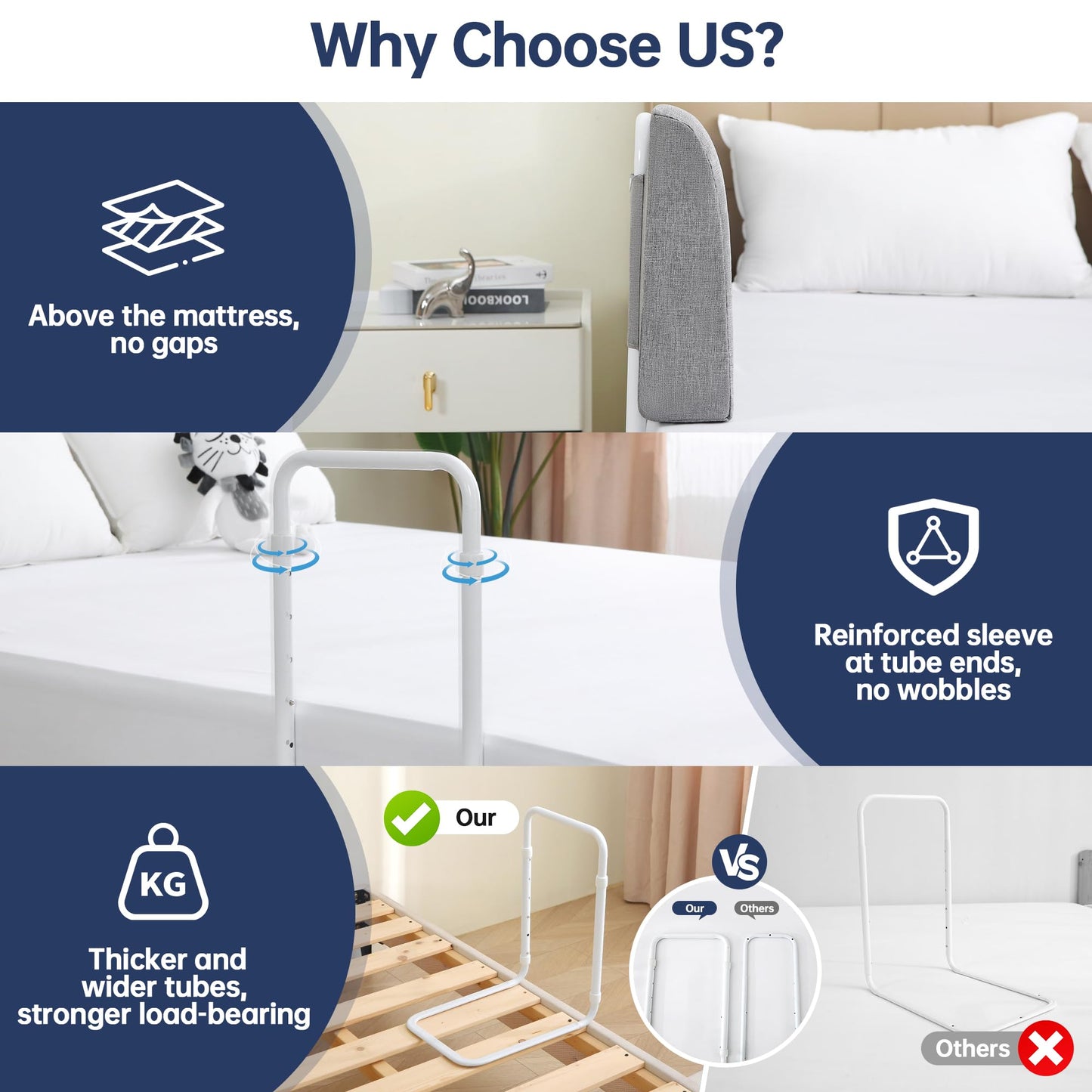 WYBITNY Bed Guard Rail for Toddlers, 59inch Foam Padded Side Rail for Queen King Twin Full Size Bed, Bedrail for Toddler, Bed Railing