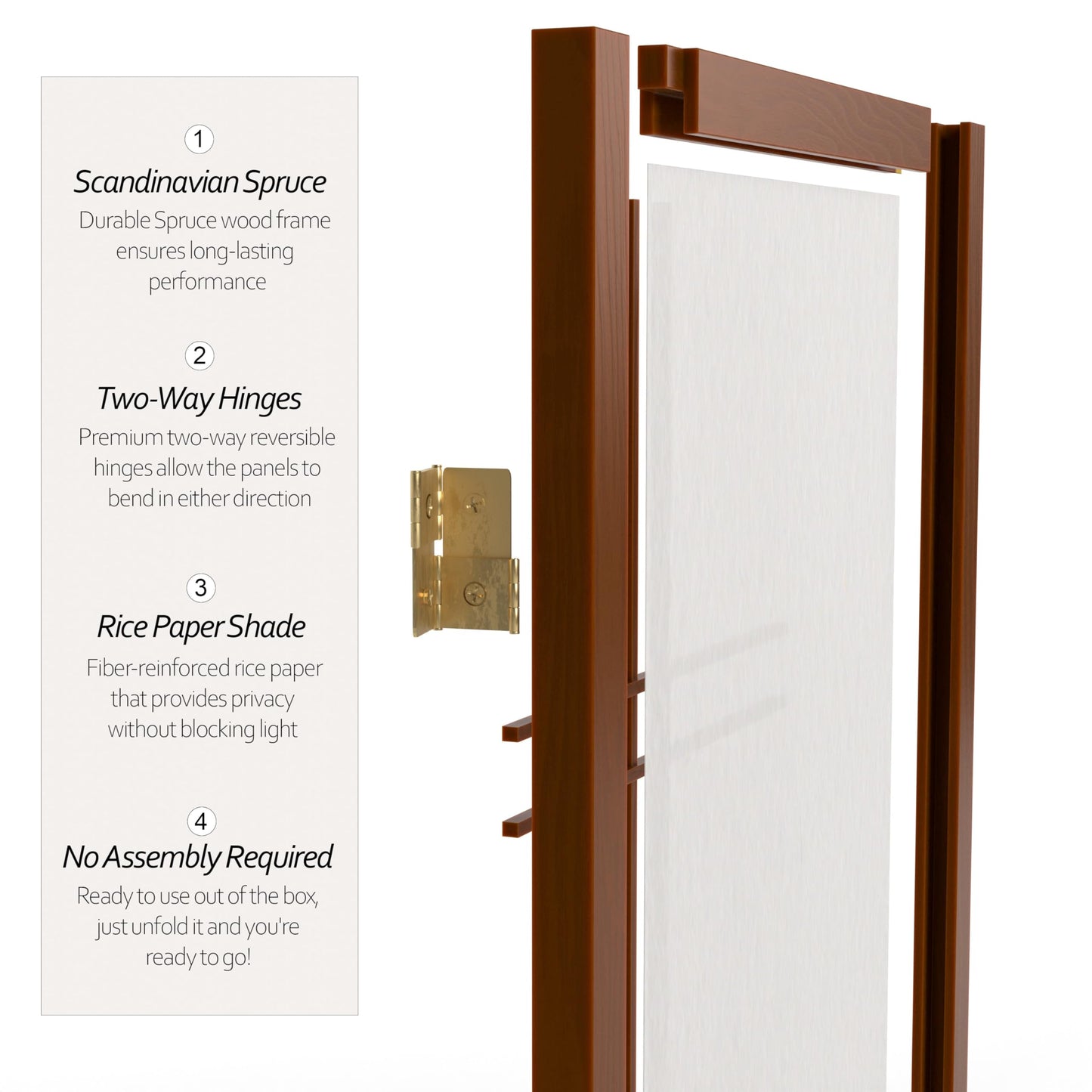 2 ft. Short Desktop Double Cross Shoji Screen - Walnut - 3 Panels