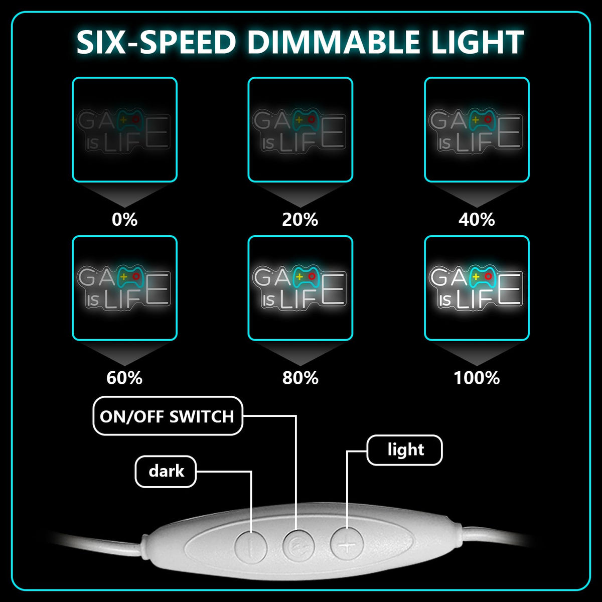Game is Life Neon Sign for Game Room Wall Decor, Dimmable Led Neon Light for Gaming Zone Man Cave Bedroom Club Wall Ddecoration, Neon Signs Gift for Boys Girls
