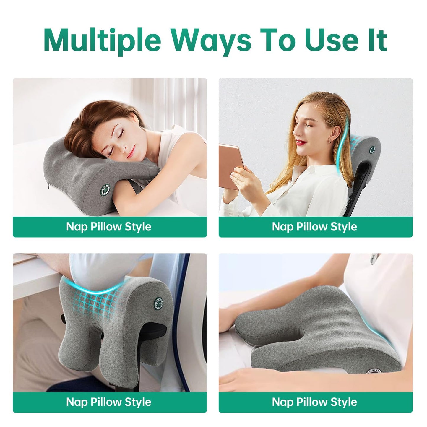 MOONYOOY Office Chair Headrest Pillow Attachment & Desk Nap Cushion, Memory Foam Neck Support with U-Shape Hanger Design for Office Chairs, Armrest Elbow Relief, and Restful Power Napping