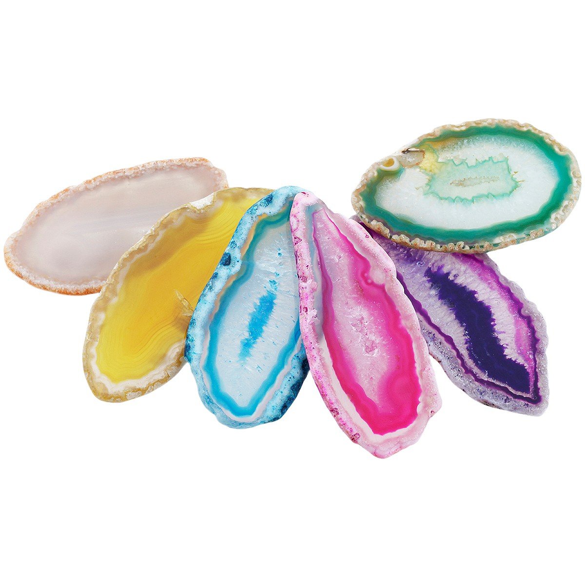 rockcloud 10 Pcs Agate Light Table Slices, Healing Crystals Geode Stones, Irregular Home Decoration Jewelry Making, Multi Color