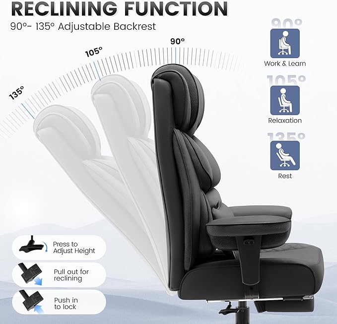 BestGlory Office Desk Chair, Big and Tall Leather Gaming Chair