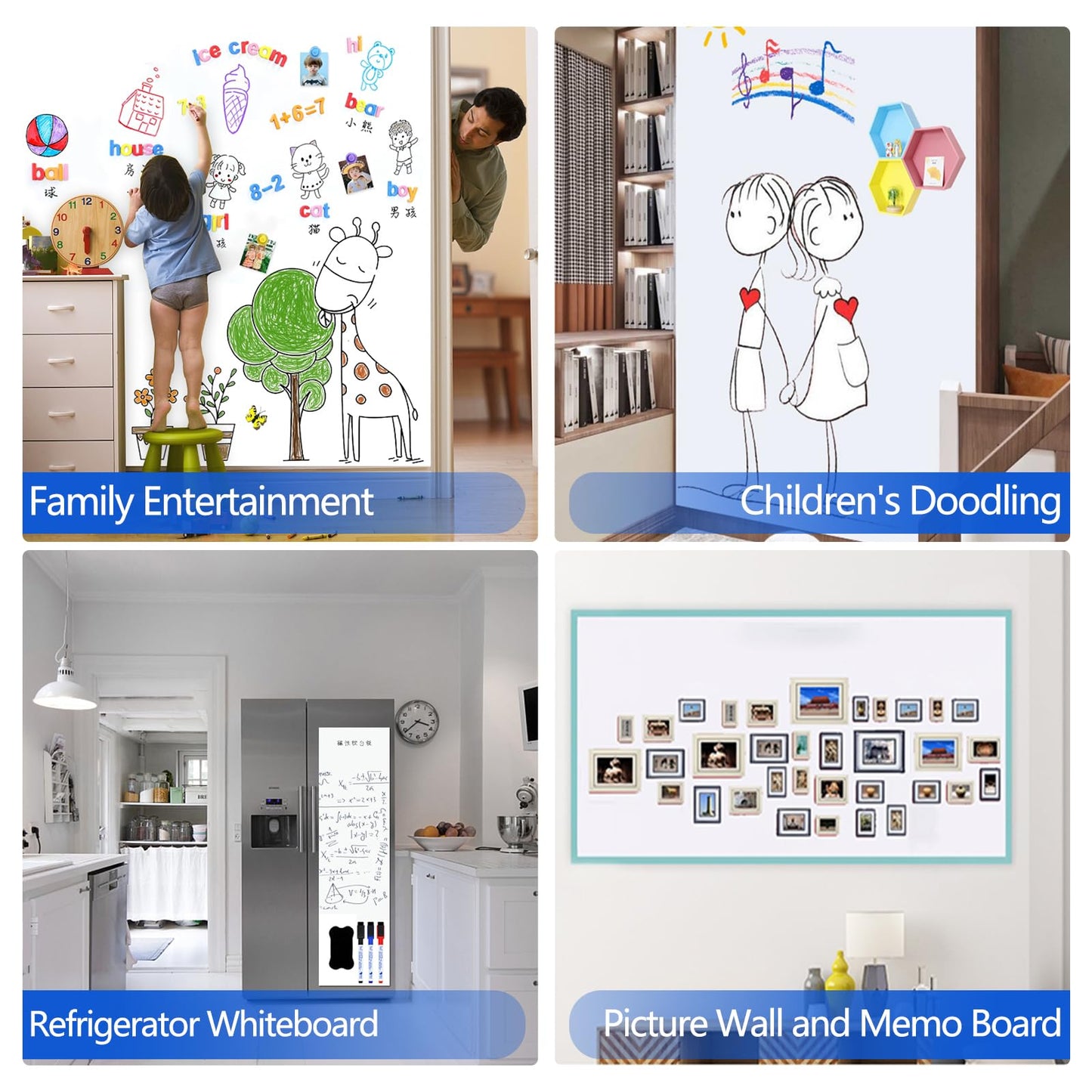 Self-Adhesive Dry Erase Whiteboard Sticker, 31.50" x 15.75" Magnetic Receptive White Board Wall Film, No Ghosting, Easy Write & Clean | Peel & Stick for Office, Home & Classroom,Incl. Accessories