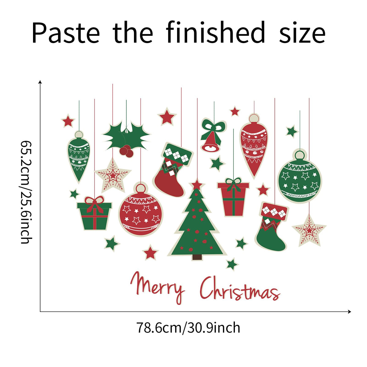 Merry Christmas Wall Decals Xmas Tree Snowflake Gift Wall Stickers Peel and Stick Removable Art Mural for Kids Gift Bedroom Living Room Door Window Decor Supplies