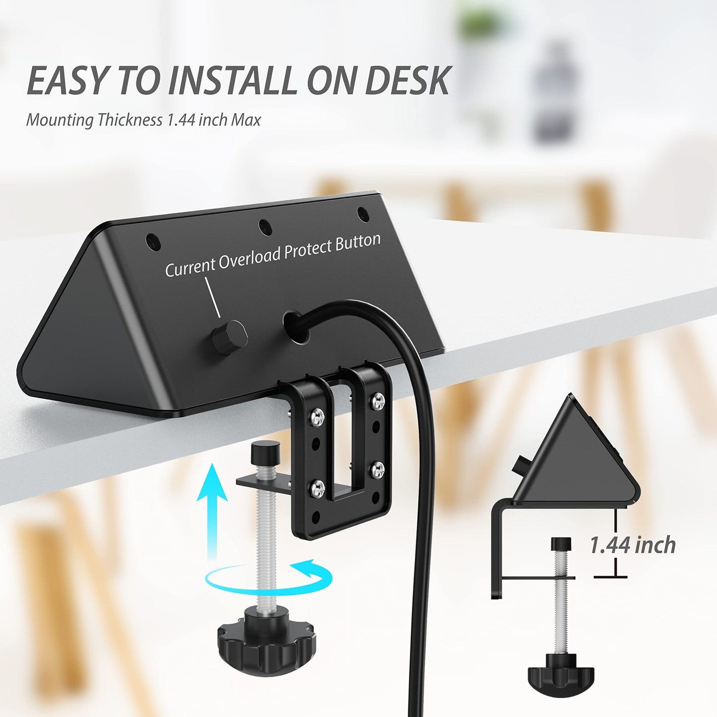 Desk Clamp Mount Power Strips, 4 USB Ports& 3 AC Outlets Charging Station, PD 20W Fast Charging USB C, 6Ft Extension Cord Desktop Power Hub, Home Office Desk Accessories, 2-Pack (Black)