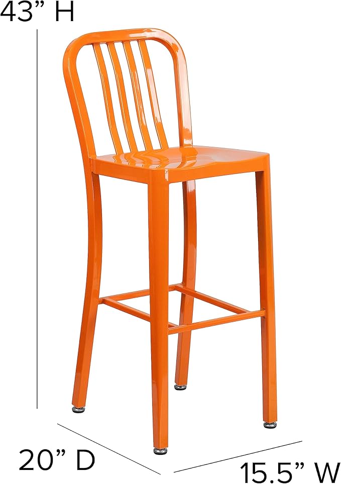 Flash Furniture Gael Commercial Grade 2 Pack 30" High Orange Metal