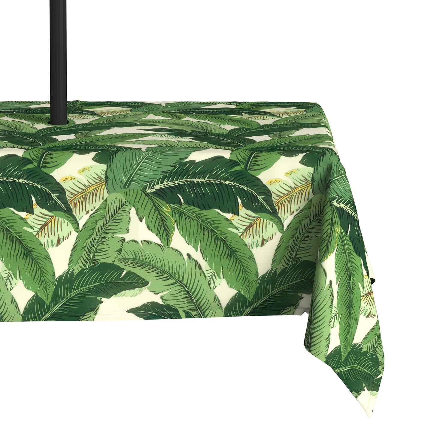 LVTXIII Rectangle Outdoor Tablecloth with Umbrella Hole and Zipper, Water-Repellent 60 x 84 Inch Patio Table Cover for Picnic, Garden, Backyard Dining, Swaying Palms Green