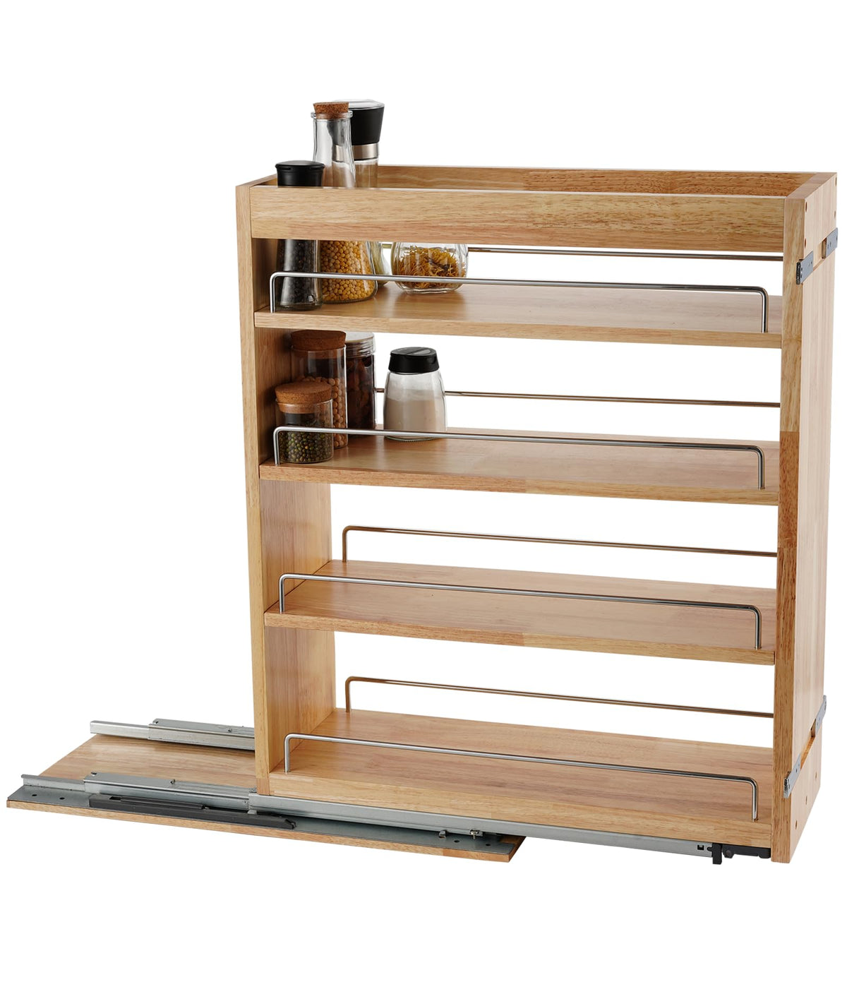 DINDON Pull Out Spice Rack Organizer for Cabinet, (5" W x 21.9" D x 25.2" H) Multi-Use Wood Pull Out Cabinet Organizer Slide Out Shelf Cabinet Storage for Kitchen, Pantry Organization