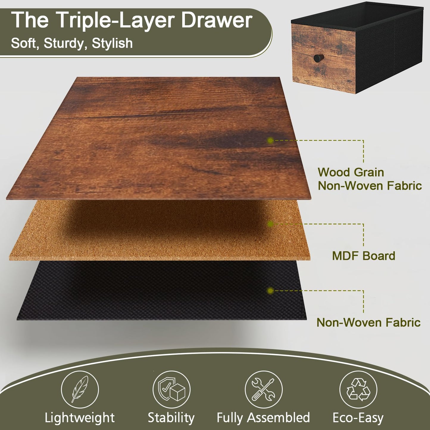 LOAKEKEL Narrow End Table Living Room with Charging Station, Skinny Side Table with Fabric Drawers, Slim Nightstand for Bedroom, Small Spaces, Couch, Brown, HETNDP03BR-1