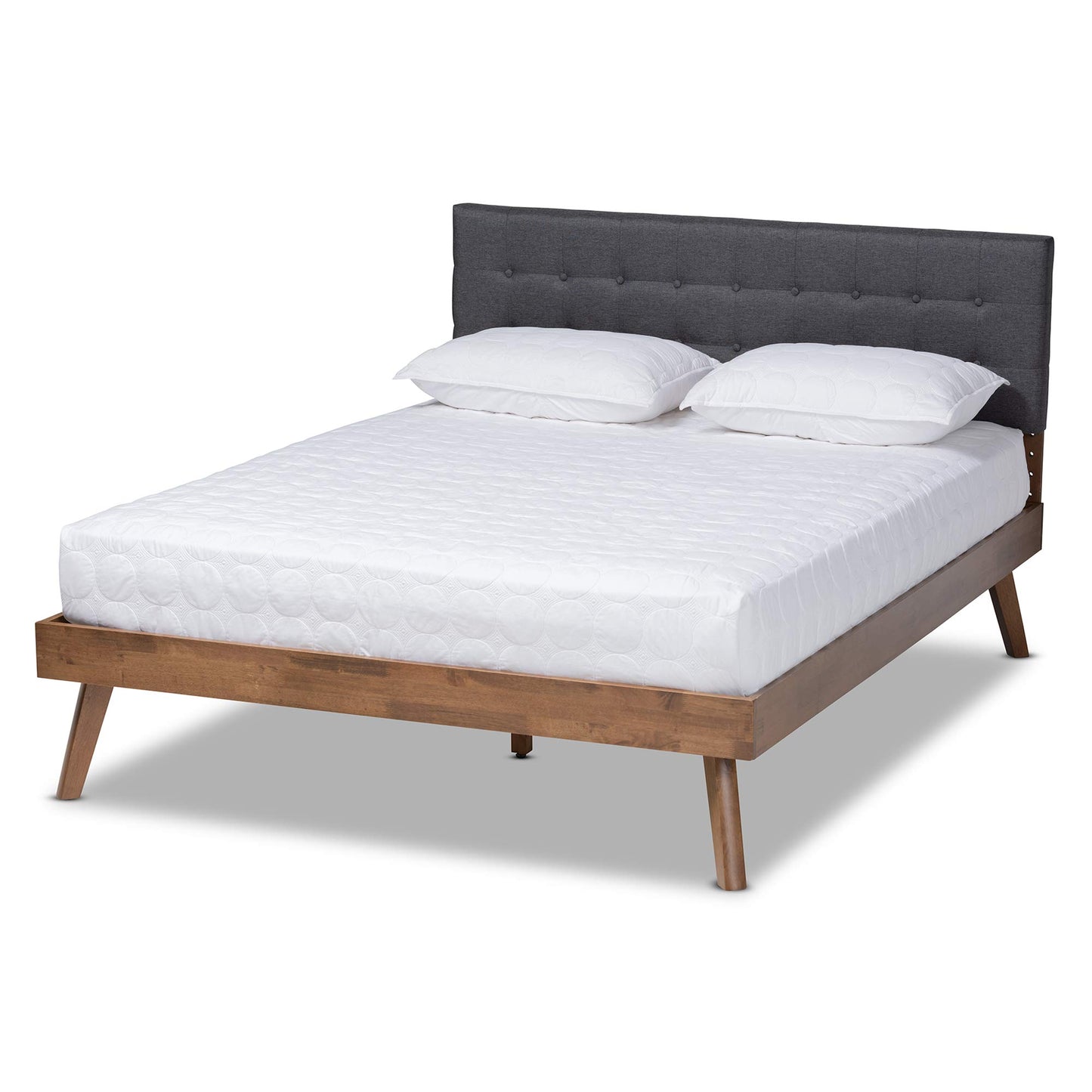 Baxton Studio Beds (Platform), Queen, Dark Grey/Walnut