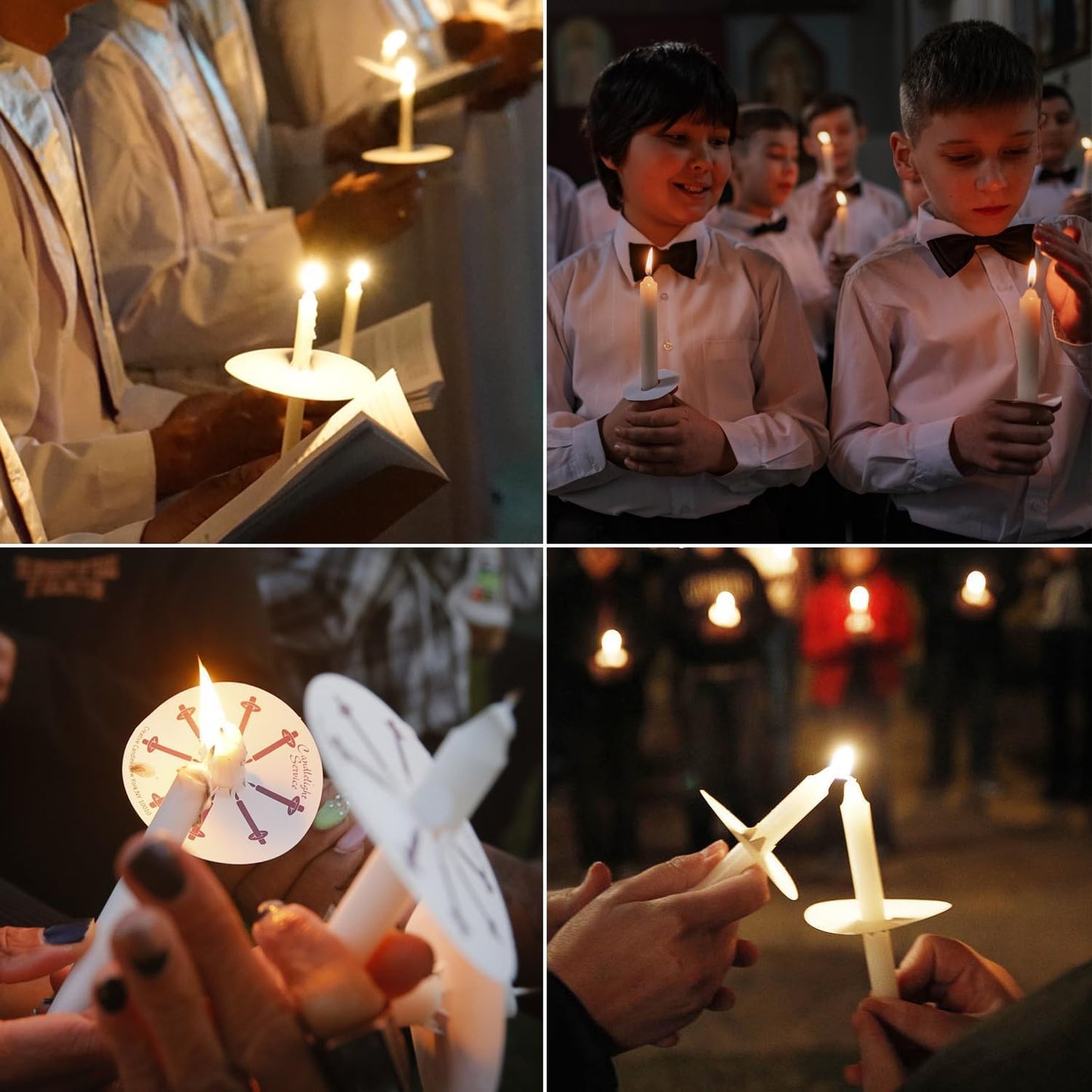 YOROXRG 200 pcs Church Candles with Drip Protectors for Devotional Candlelight Vigil Service, Unscented White 5" H X 1/2" D, No Smoke, Shabbat, Praye