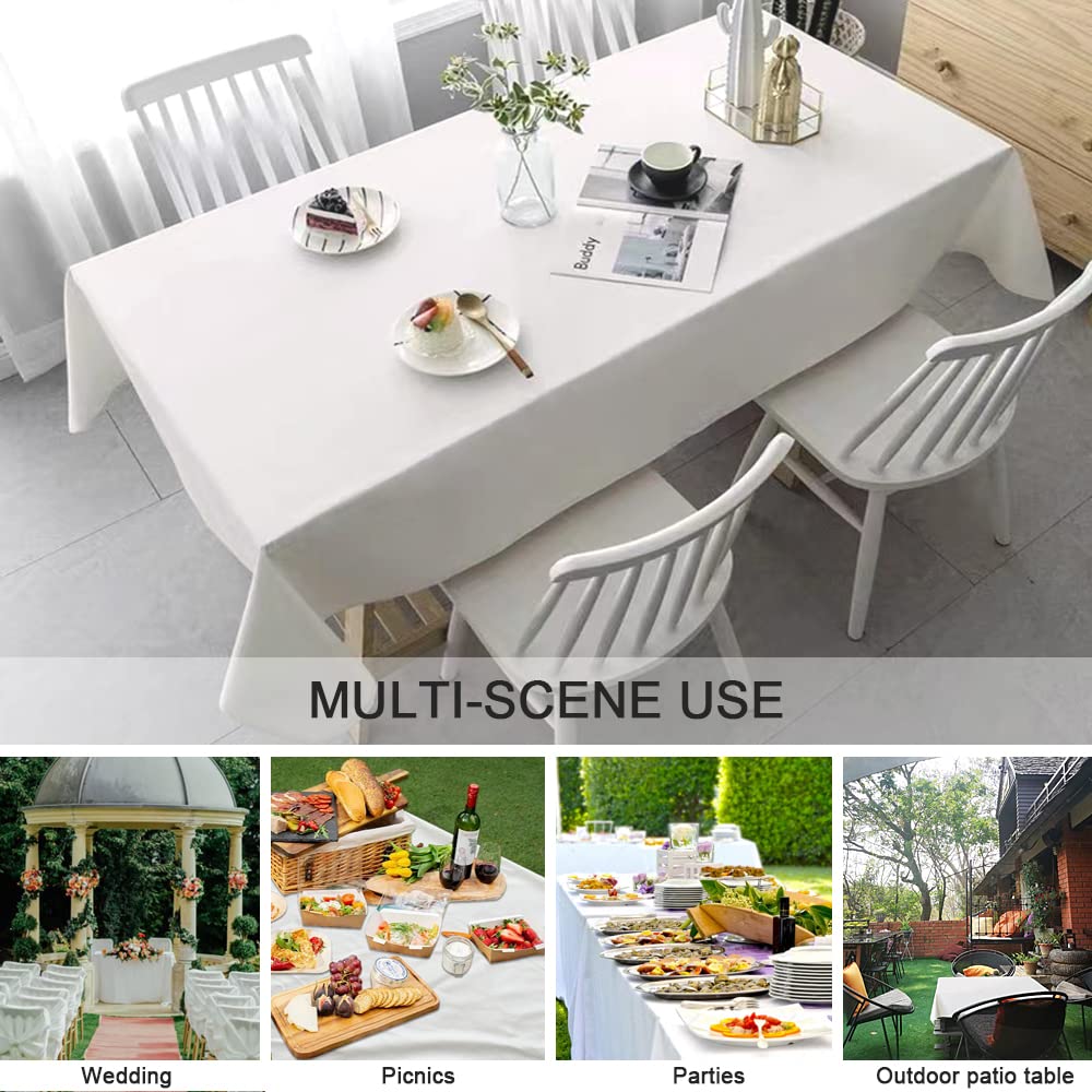Aijoviko Table Cloth for Rectangle Tables Soft Leather Tablecloth Waterproof Wipeable Table Cover for Parties,Picnic and Camping Outdoor Tablecloths(Ivory 54"x84")