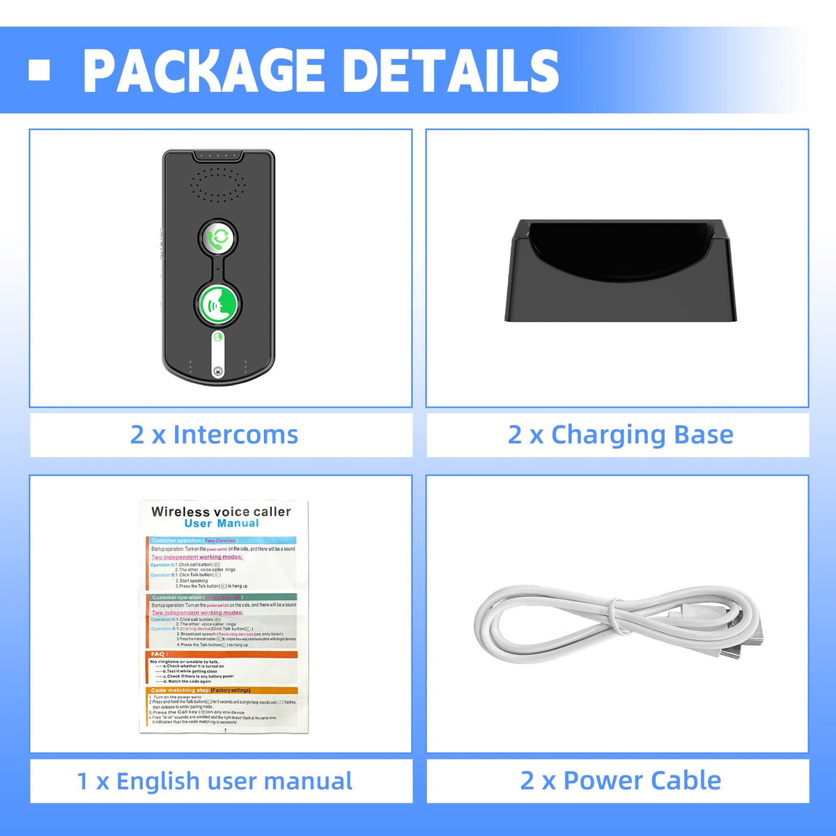 2 Way Intercoms Wireless for Home Office,Portable Room to Room Long Range Intercom System with Charging Base,30 Days Long Standby Time 5 Level Volume Adjustment, Expand to 5 Intercoms (2026 Upgraded)