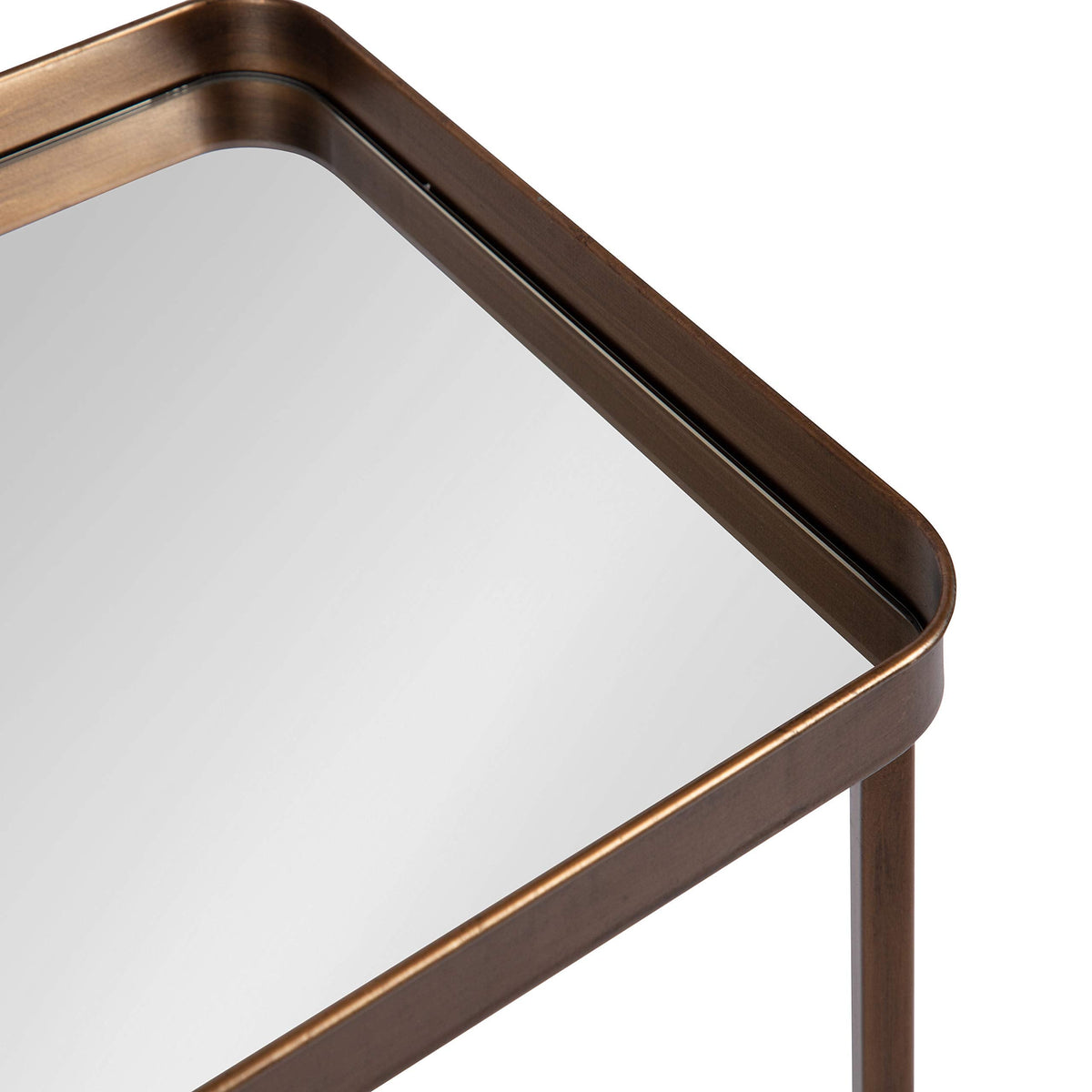 Kate and Laurel Celia Modern Mirrored Tray Side Table, 18 x 12 x 26, Dark Bronze, Foldable Rectangular End Table for Storage and Display