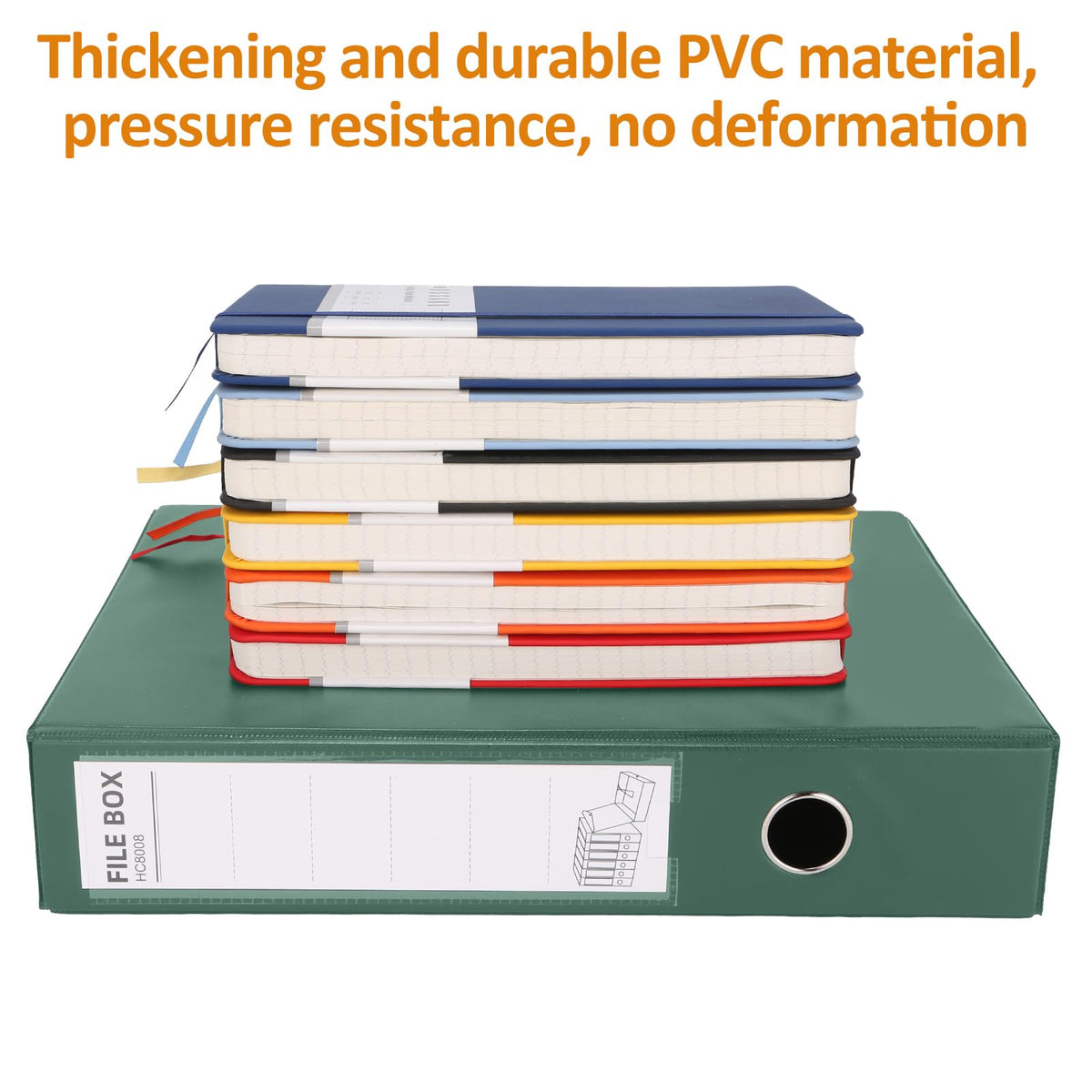 HUA JIE A4 Storage File Boxes Plastic Archives Cases with Clip, PVC File Folder Organizer Document Storage Filing Box for Office,32.5×6.5×24 cm, Green(Pack of 6)