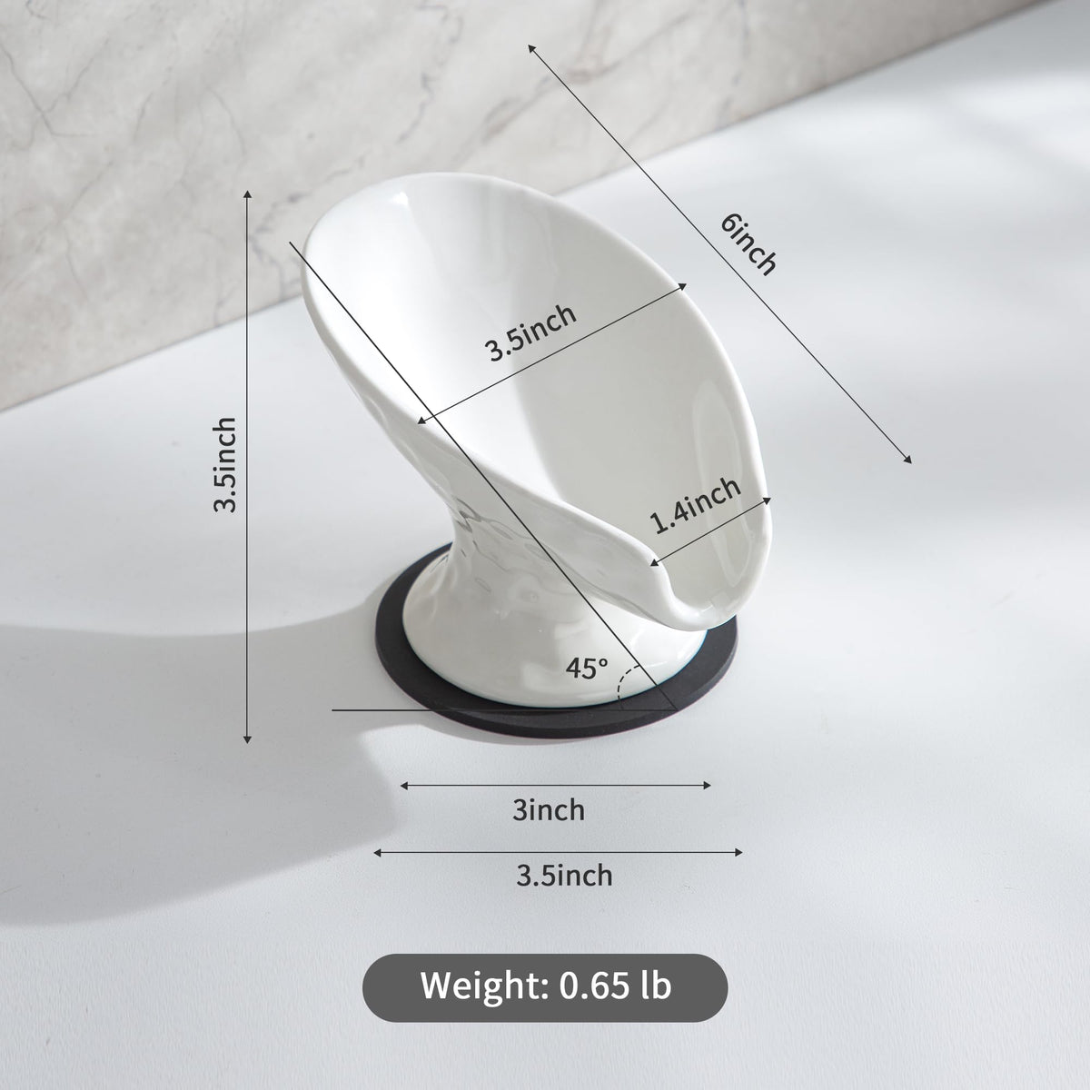 Self Draining Soap Dish,Soap Dish for Shower,White Ceramic Soap Holder for Bathroom Kitchen Shower Keeps Soap Dry, Easy to Clean(Matte White)