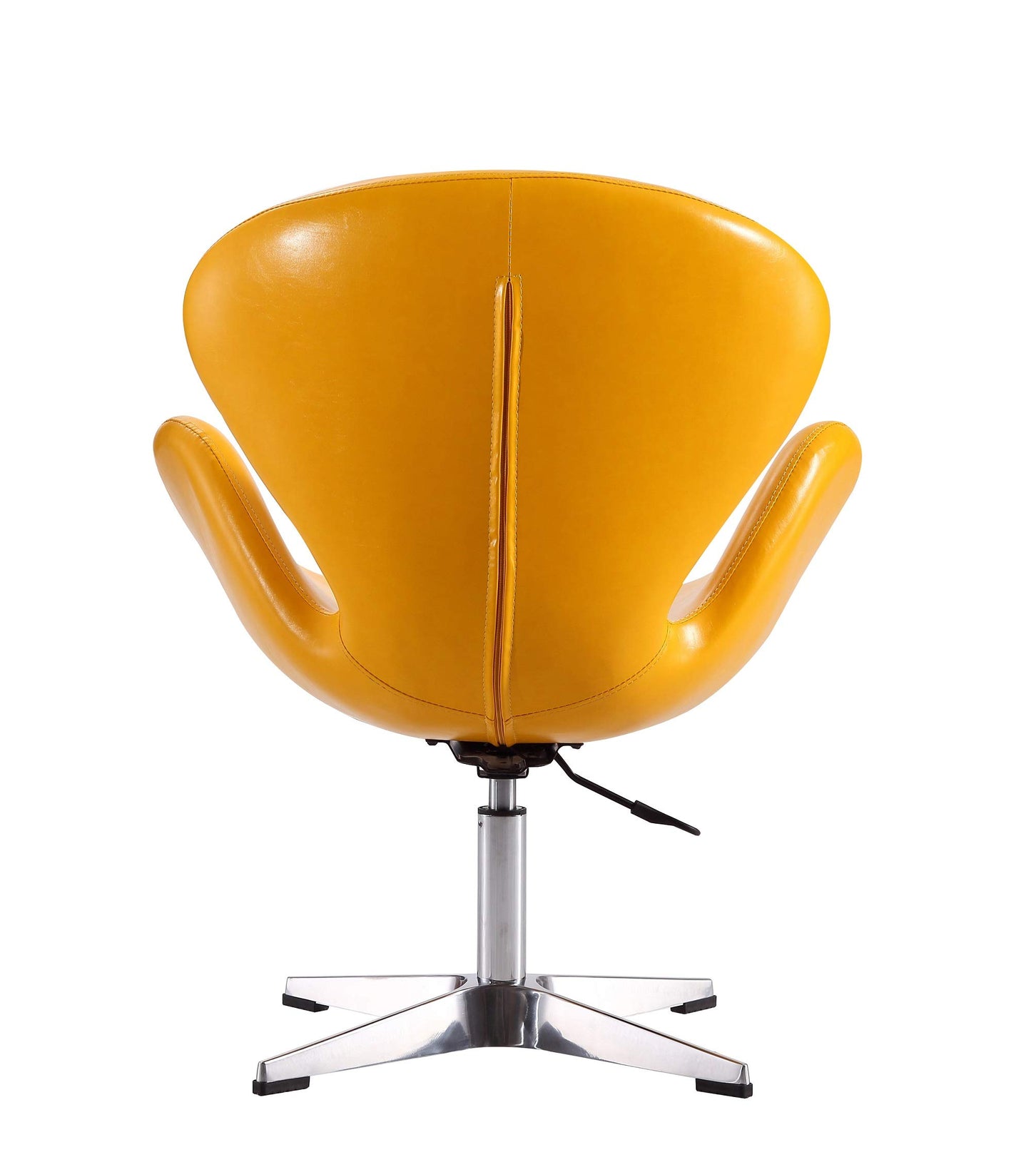 Manhattan Comfort Raspberry Adjustable Swivel Accent Chair Set of 2 with 360° Turn, Polished Chrome Base, Modern Retro Design, Ideal for Living Room and Home Office, Yellow Faux Leather