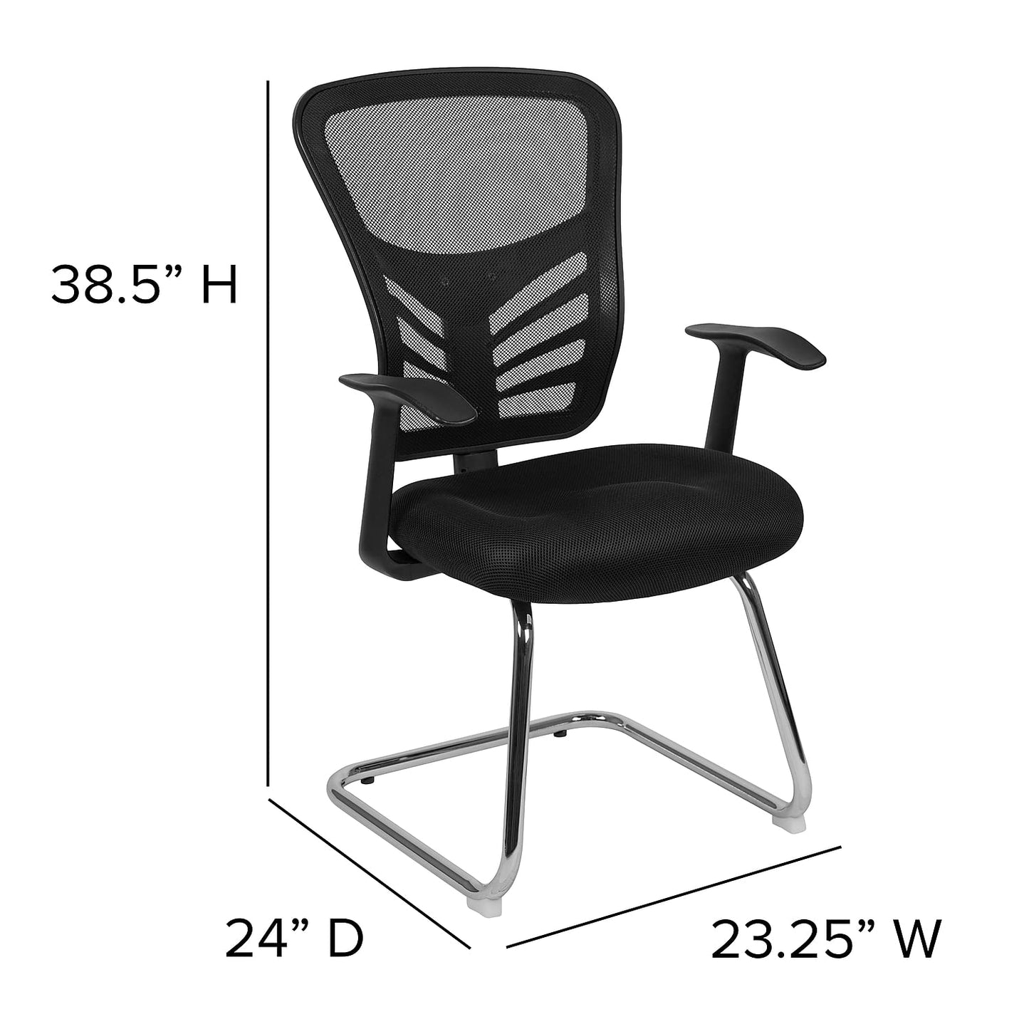 Flash Furniture Steve Black Mesh Side Reception Chair with Chrome Sled Base