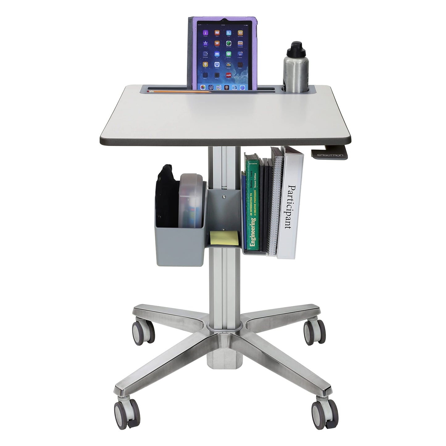 Ergotron – LearnFit Mobile Standing Desk, Adjustable Height Small Rolling Laptop Computer Sit Stand Desk with Wheels for Classroom, Office, Medical or Home Use – Adjusts from 33 to 49 Inches – Grey