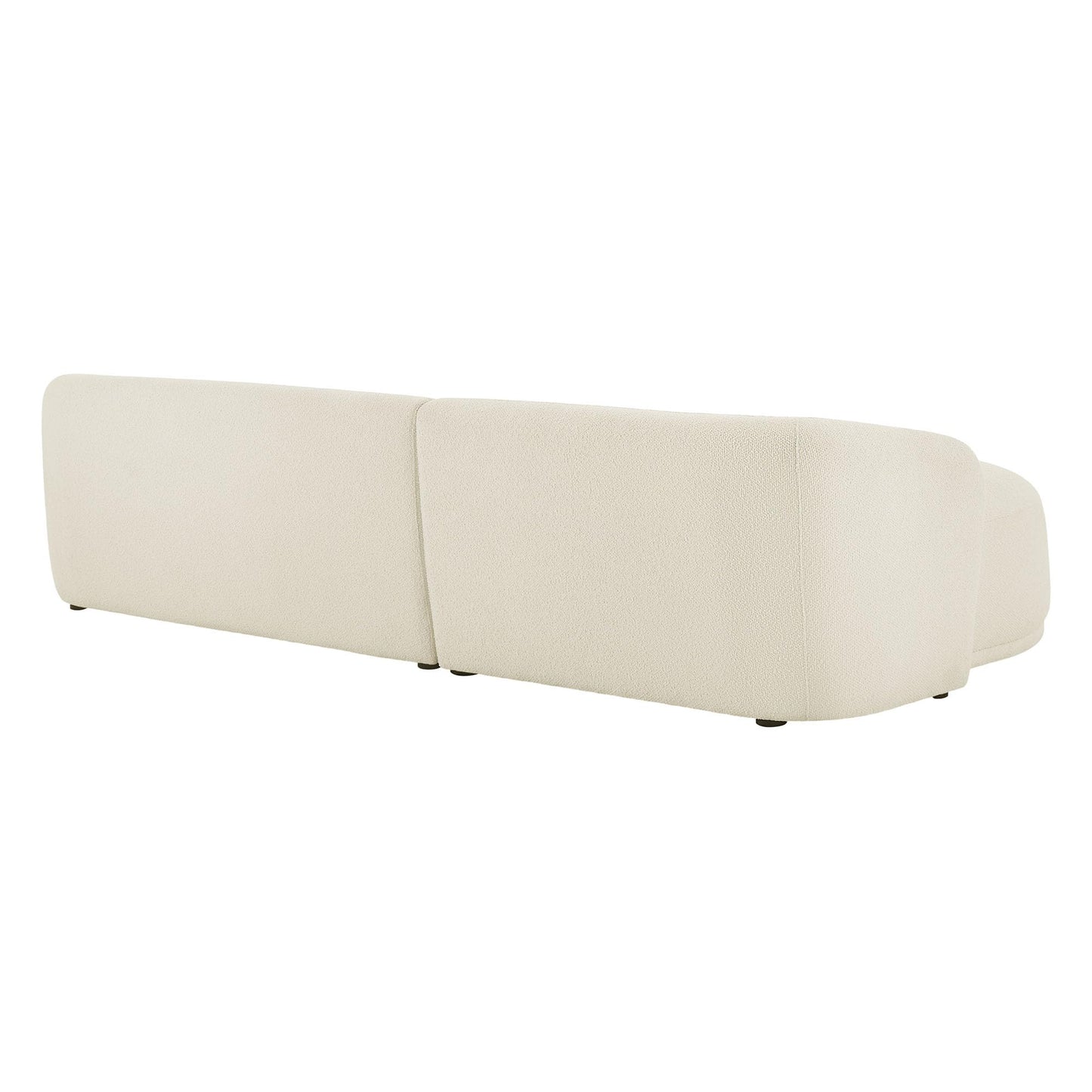 Modway Monica Left Facing Sectional with Chaise in Cream – Comfortable Low Profile 2-Piece Boucle Fabric Modular Sofa for Living Room, Bedroom, Or Apartment