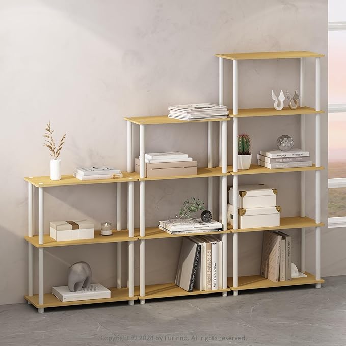 Furinno Turn-N-Tube Book Shelf, 4-Tier Bookshelf, Bookcase