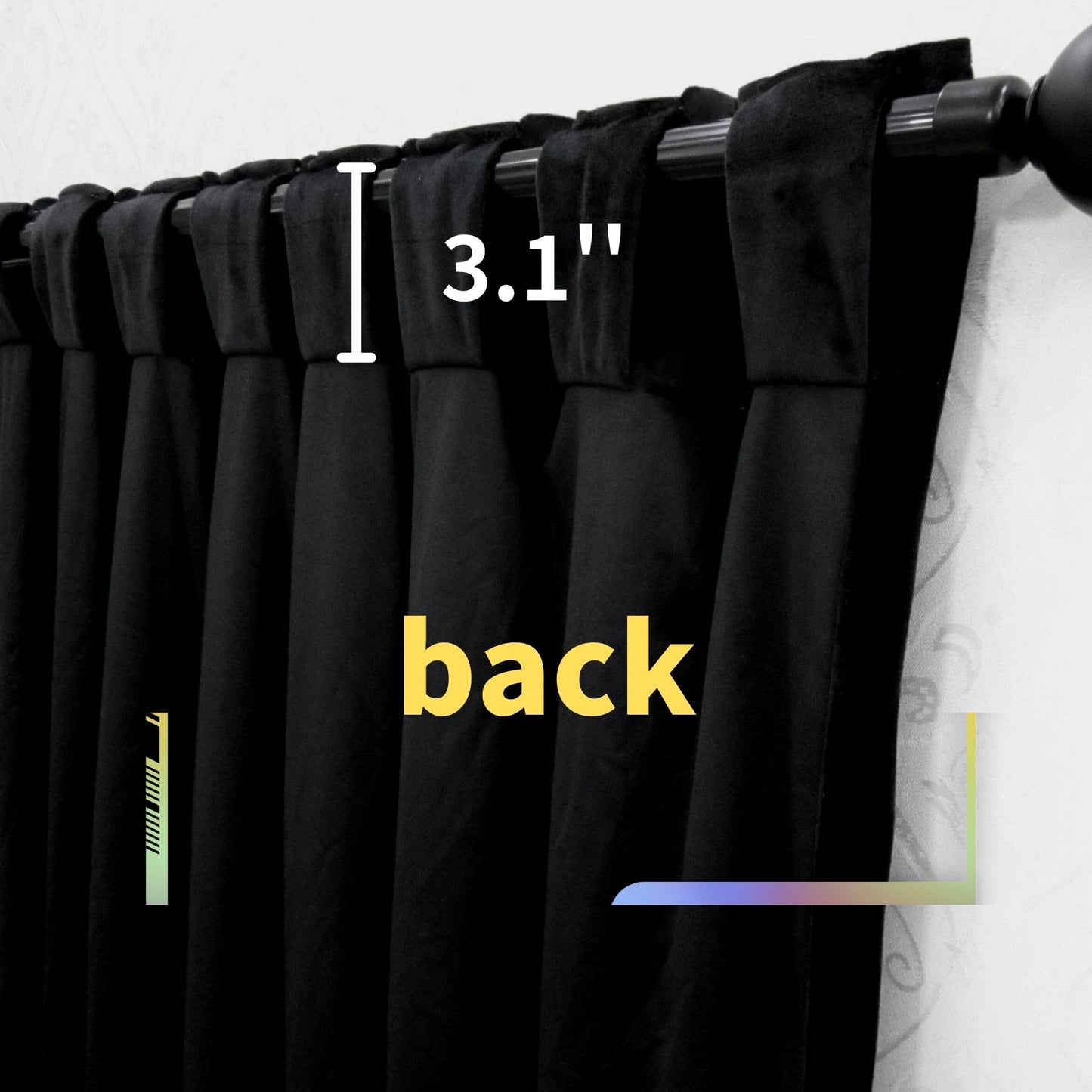 Aljctns Black Velvet Curtains 90 inches Long Luxury Blackout Curtains for Bedroom Living Room,Thermal Insulated Super Soft Window Drapes Rod Pocket & Back Tab, 52" W x 90" L, 2 Panels