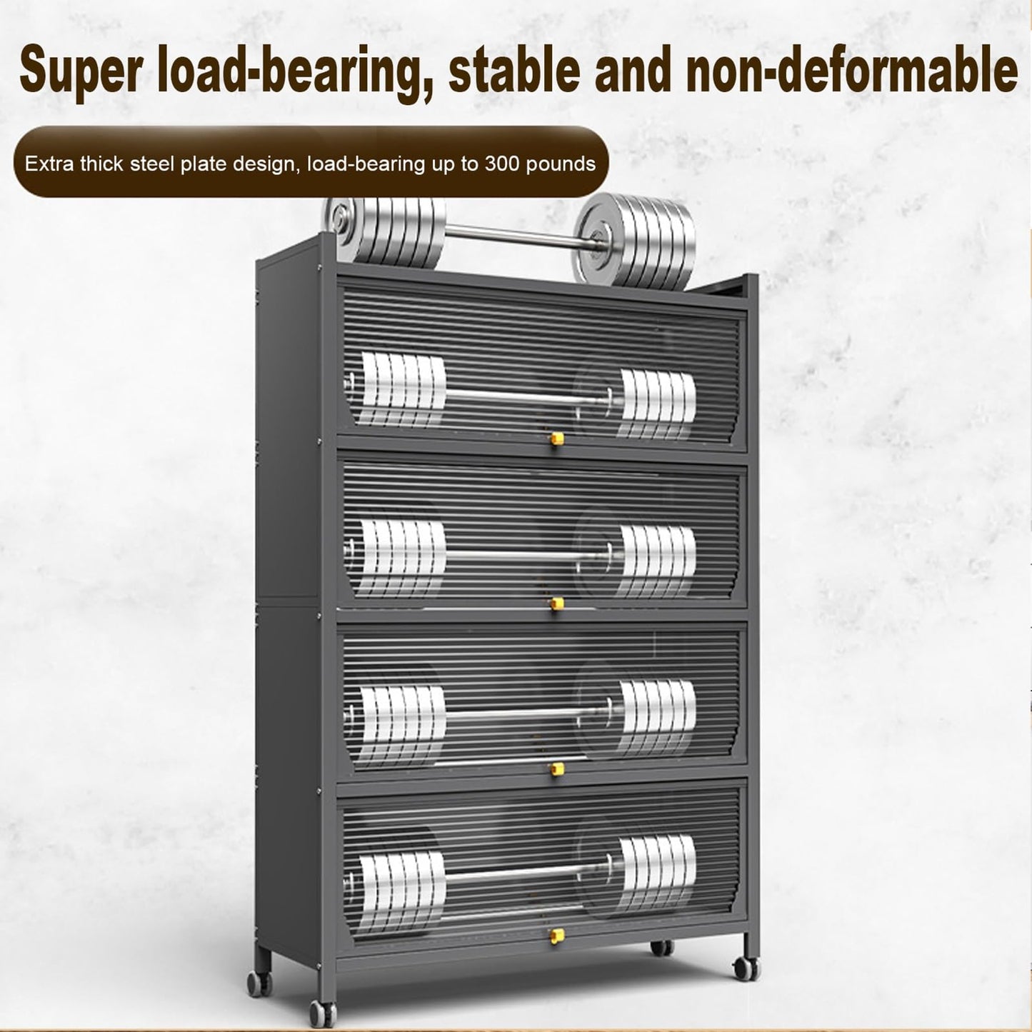 Kitchen Storage Cabinet - Microwave Oven Shelf & Bakers Rack, Transparent Flip Door, 70cm/28in for Kitchen, Home, Office, Pantry - Stylish & Functional Storage Solution in Gray