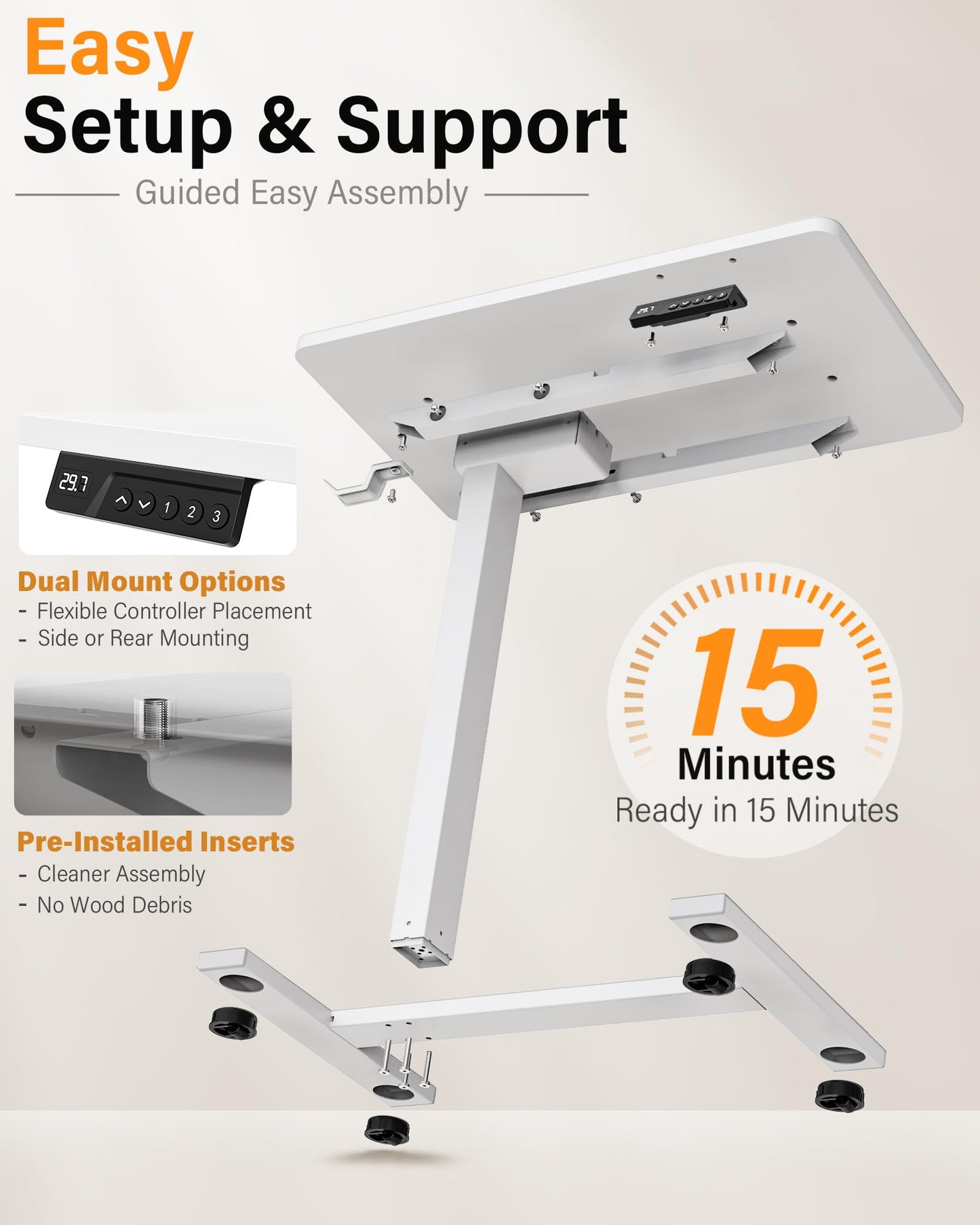 FiCiHi Electric Standing Desk with Wheels – Adjustable Height Mobile Sit-Stand Laptop Table, Portable Rolling Small Computer Workstation for Home Office & Bedside Use (28"x16", White)
