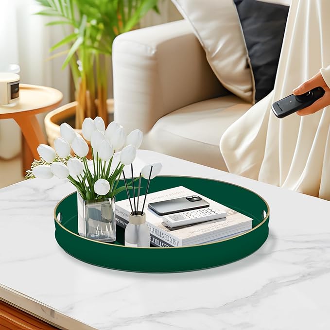MAONAME Dark Green Decorative Tray, Plastic Trays