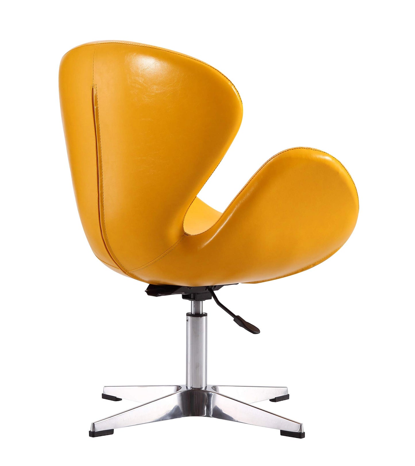 Manhattan Comfort Raspberry Adjustable Swivel Accent Chair Set of 2 with 360° Turn, Polished Chrome Base, Modern Retro Design, Ideal for Living Room and Home Office, Yellow Faux Leather