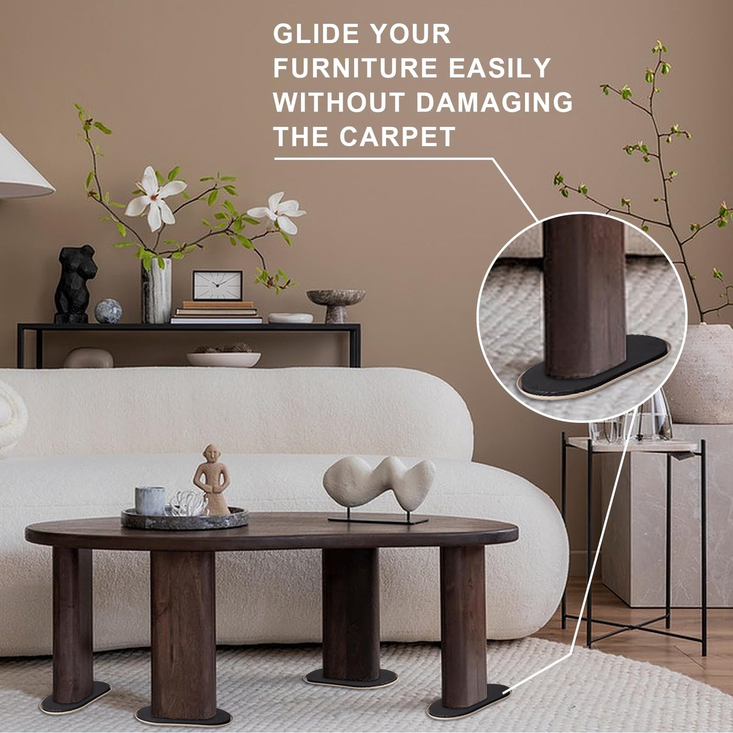 Furniture Sliders, Furniture Sliders Pads for Hardwood Floors, Chair Legs Floors Protectors, Reusable Round Glides Glider, Heavy Duty Furniture Movers Sliders (4 Pcs, 5 3/4inch x 9 1/2inch,Black)