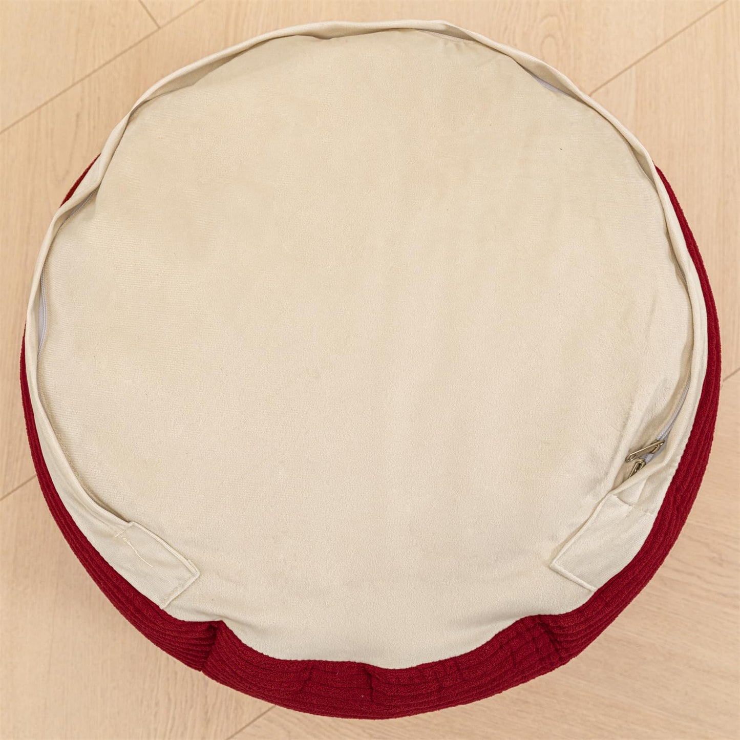 Round Pouf Ottoman 20 x 20 x 14 Inches Boho Poof Home Decor Floor Pouffe Ottoman Foot Rest for Couch Sofa Bean Bag Chairs Living Room Bedroom (Burgundy)