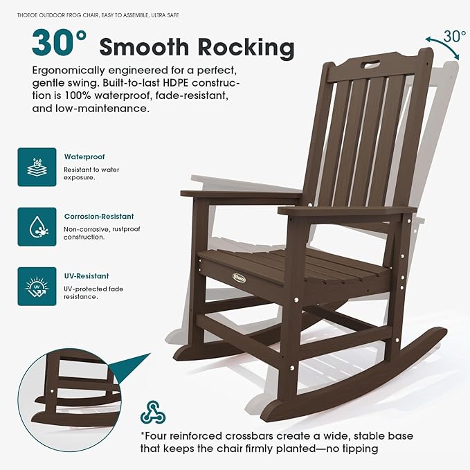 THOEOE Oversized Rocking Chair Set of 4, Outdoor Rocking Chair
