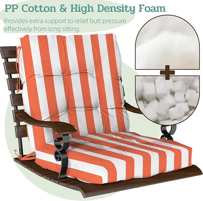 Outdoor Chair Cushion, High Back Soft Seat Pad, Indoor Outside Use,