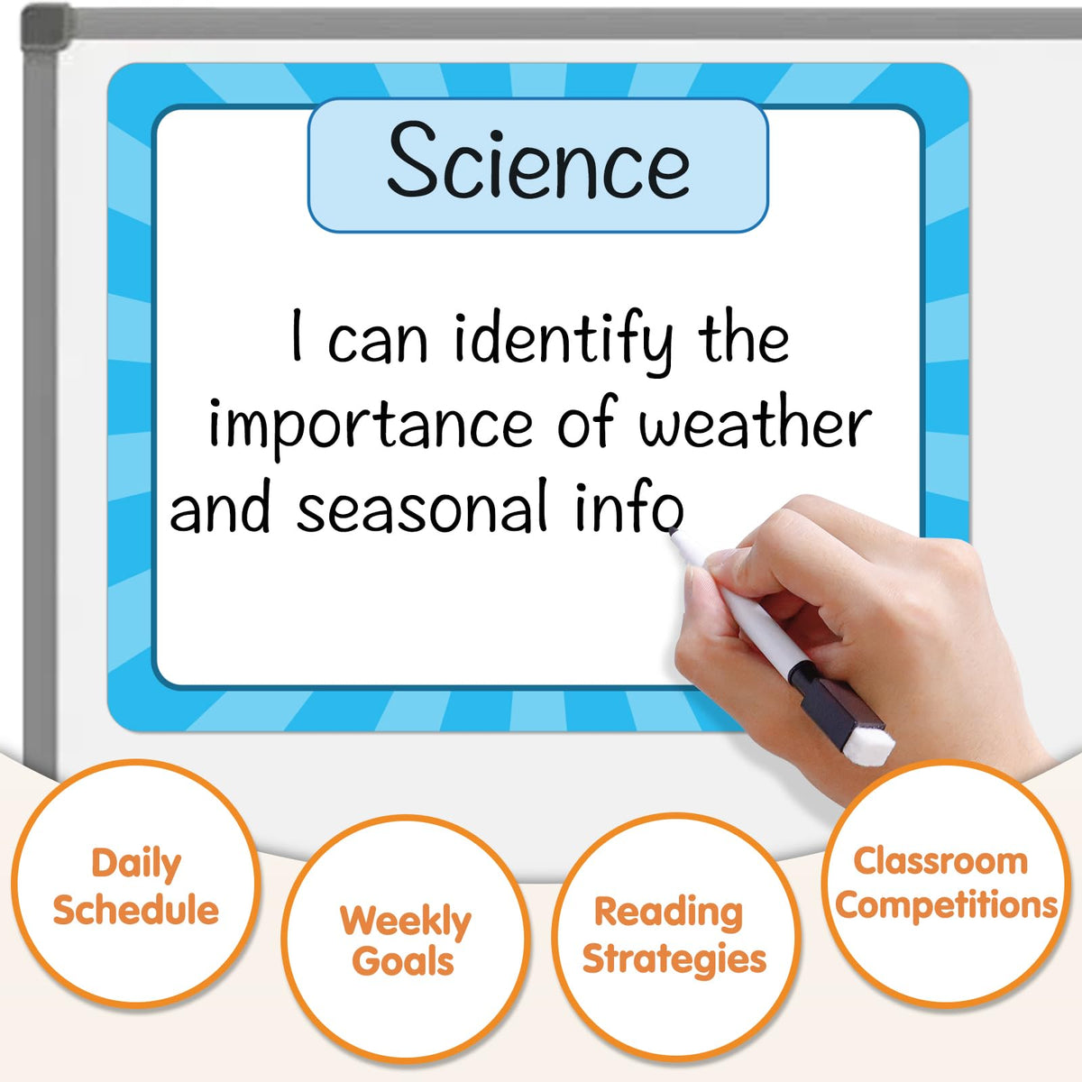 Auchq Magnetic Write ＆ Wipe Paper Organization Chart, Dry Erase Objectives Learning Magnets for Classroom Whiteboard, Great for Classroom Goals Targets, Including 6 Magnets.