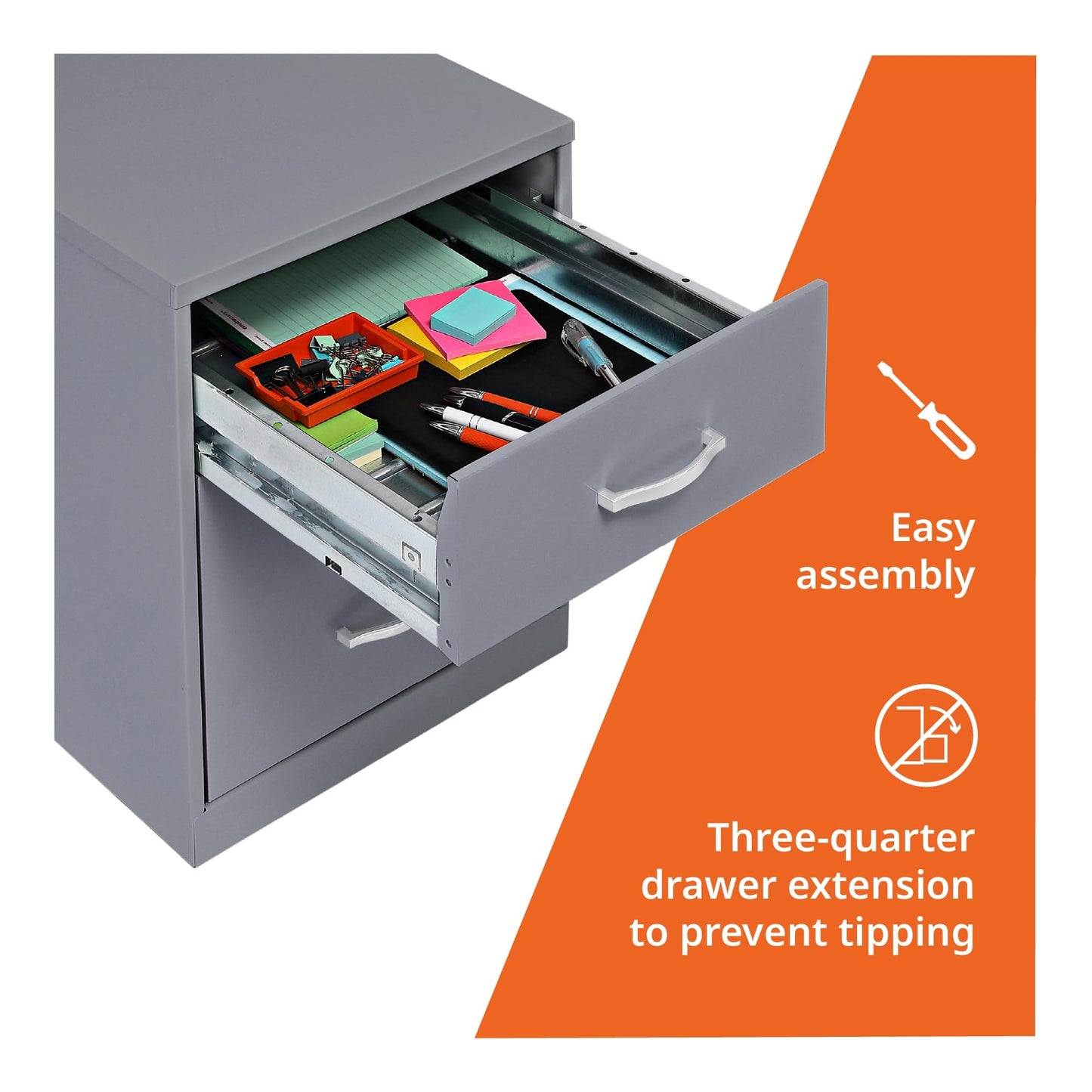 NuSparc 2 Drawer Locking Filing Cabinet | Pre-Assembled Steel Construction | Low-Profile Design is Perfect for Home and Small Office | Letter-Size | Assembled in USA