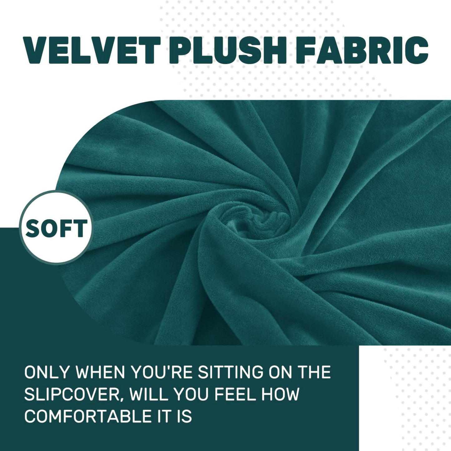 MAXIJIN Velvet Stretch Cushion Cover Fitted Couch Cushion Slipcovers 1 Pack Arm Chair Seat Cushion Cover for Individual Cushion Sofa Chair with Elastic Bottom (Chair Cushion, Blackish Green)