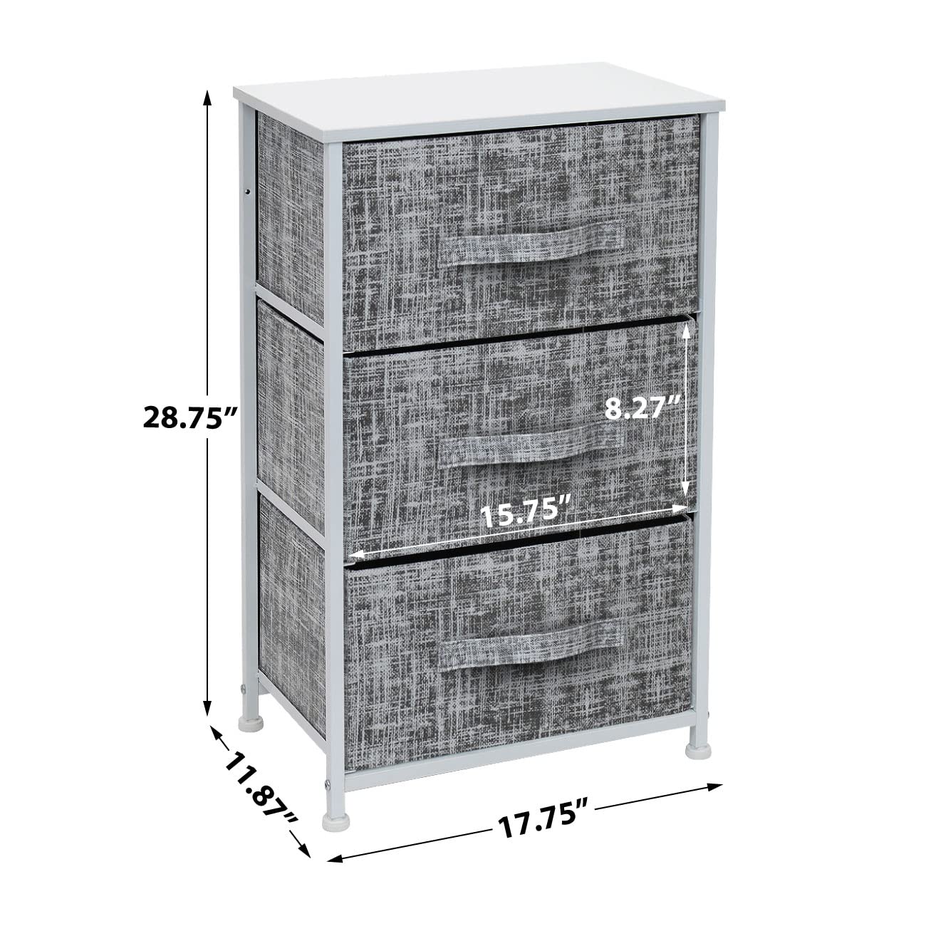 Sorbus Nightstand with 3 Drawers - Bedside Furniture & Night Stand End Table Dresser with Steel Frame, Wood Top, Easy Pull Fabric Bins for Home, Bedroom Accessories, Office & Dorm