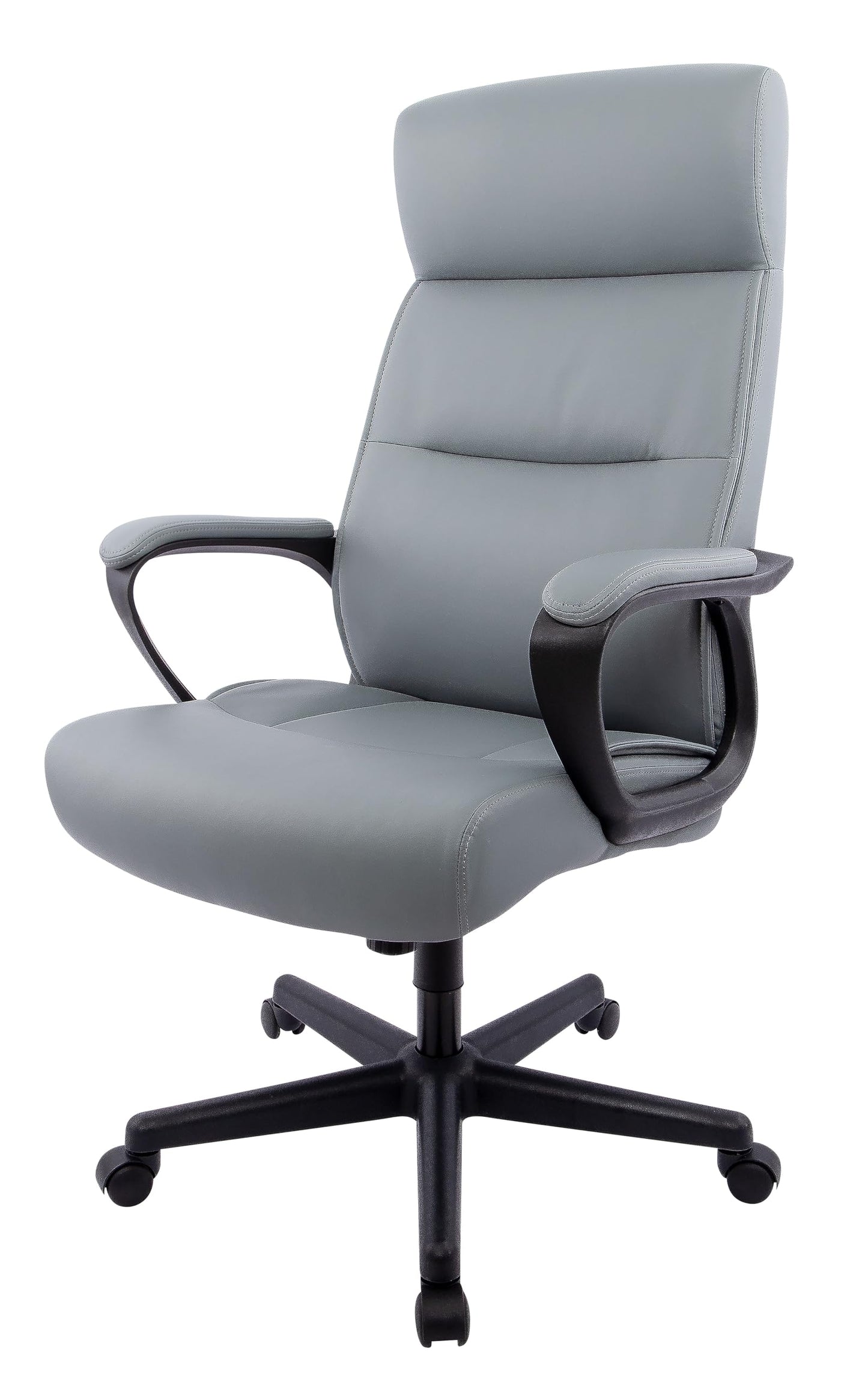 STAPLES Rutherford Ergonomic Manager & Executive Office Chair, High Back Swivel, Adjustable Height, Luxura Faux Leather, Gray