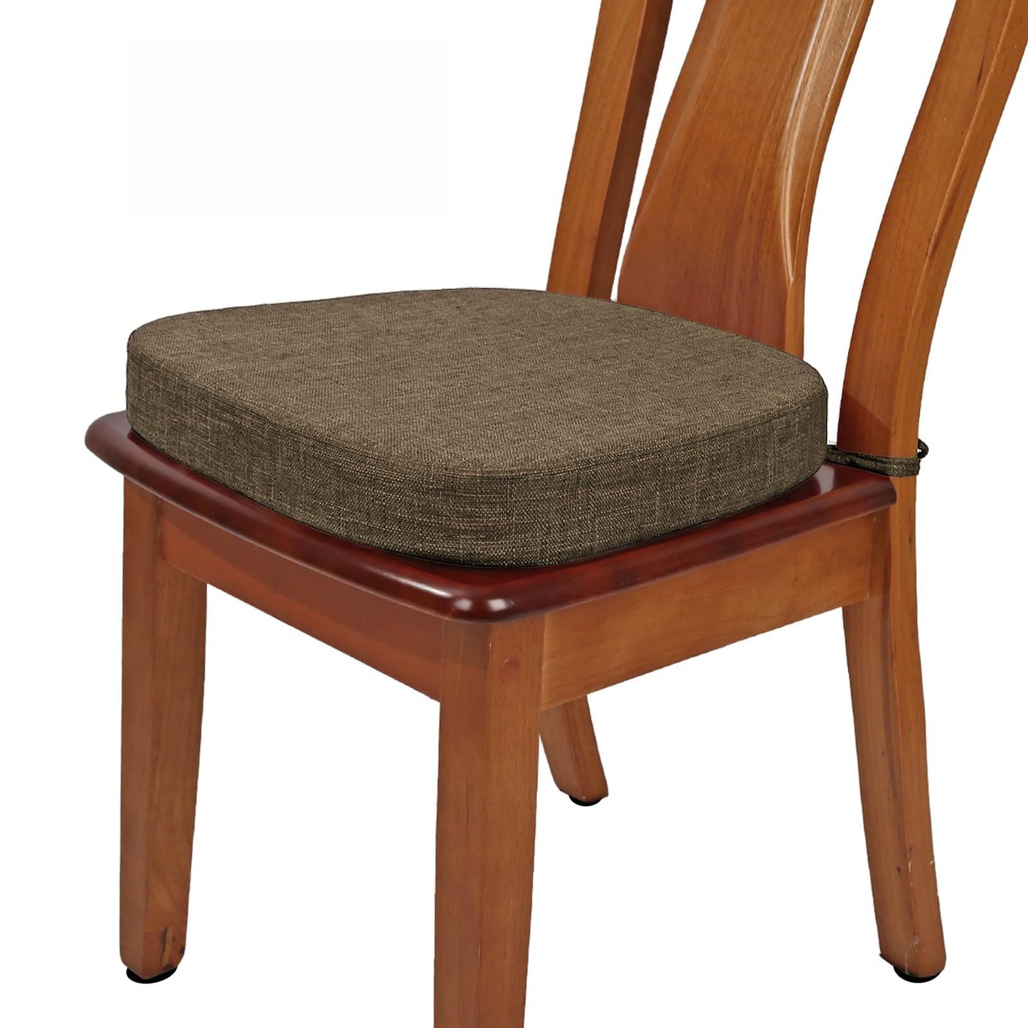 BUYUE Thickened 2.5" Friendly Woven Fabric Dining Chair Cushion, U-Shape High Density Foam Comfortable Chair Pad for Kitchen, Slip Resistant Indoor Seat Cushion (1 Piece, Brown)