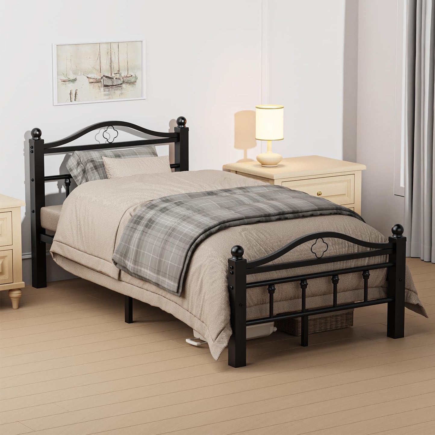 Slumber Haven Twin Bed Frame with Vintage Headboard