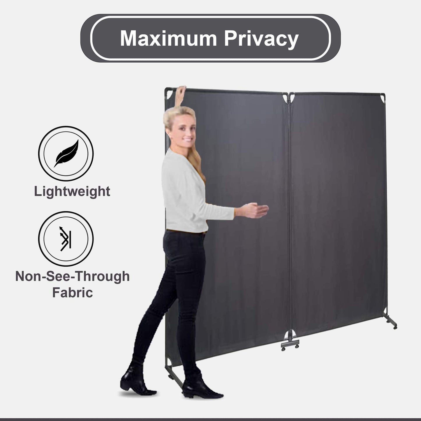 STEELAID Room Divider Office Wall Divider 100'' Gray Partition for Home Office, Restaurant,School, Church, Classroom, Dorm Room, Kids Room, Freestanding & Foldable