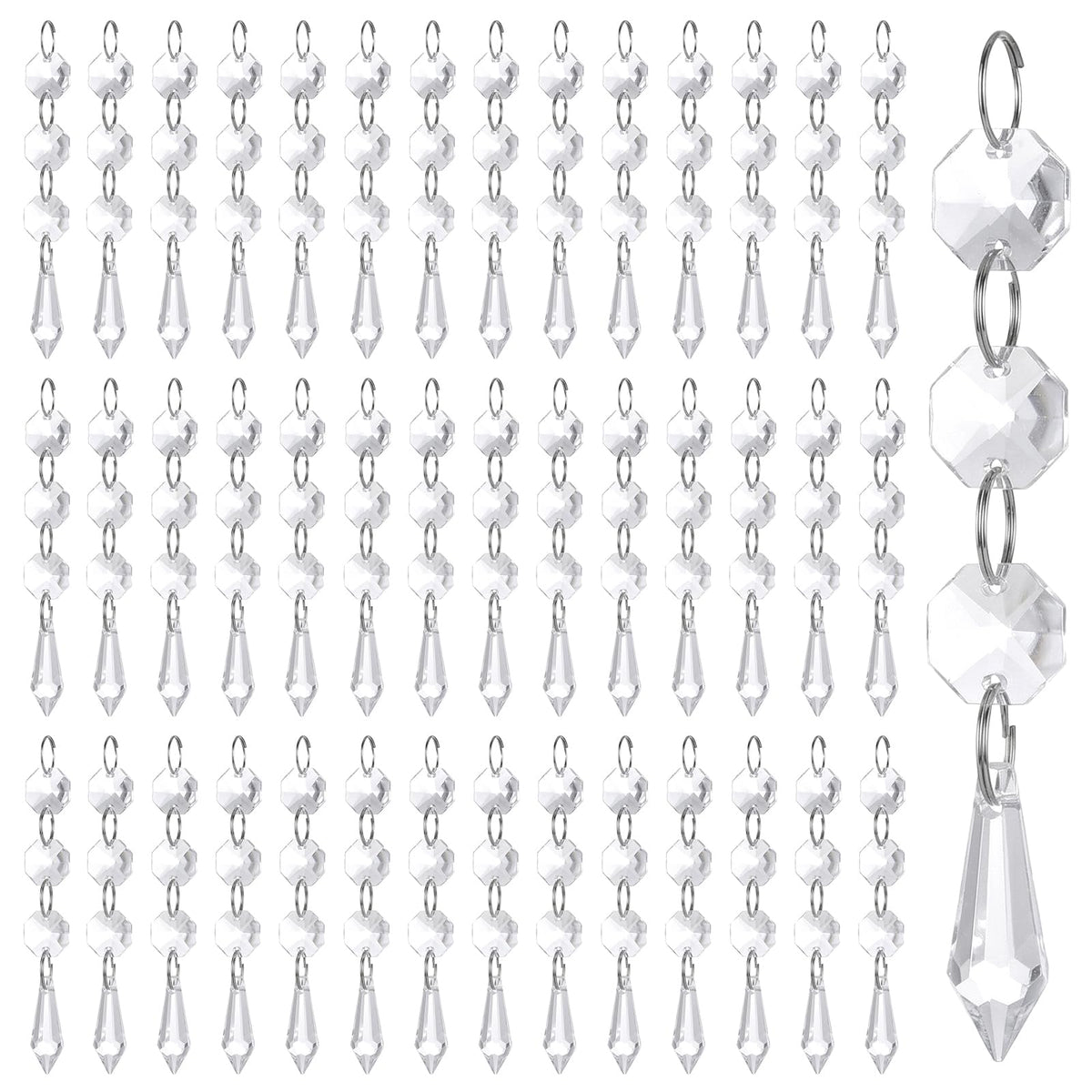 100 Pcs Acrylic Hanging Crystals for Centerpieces Icicle Chandelier Garland Beads Strands Ornaments Clear Teardrop Chandelier Crystals Pendant for Wedding Home Garden Outdoor Christmas Tree Decor