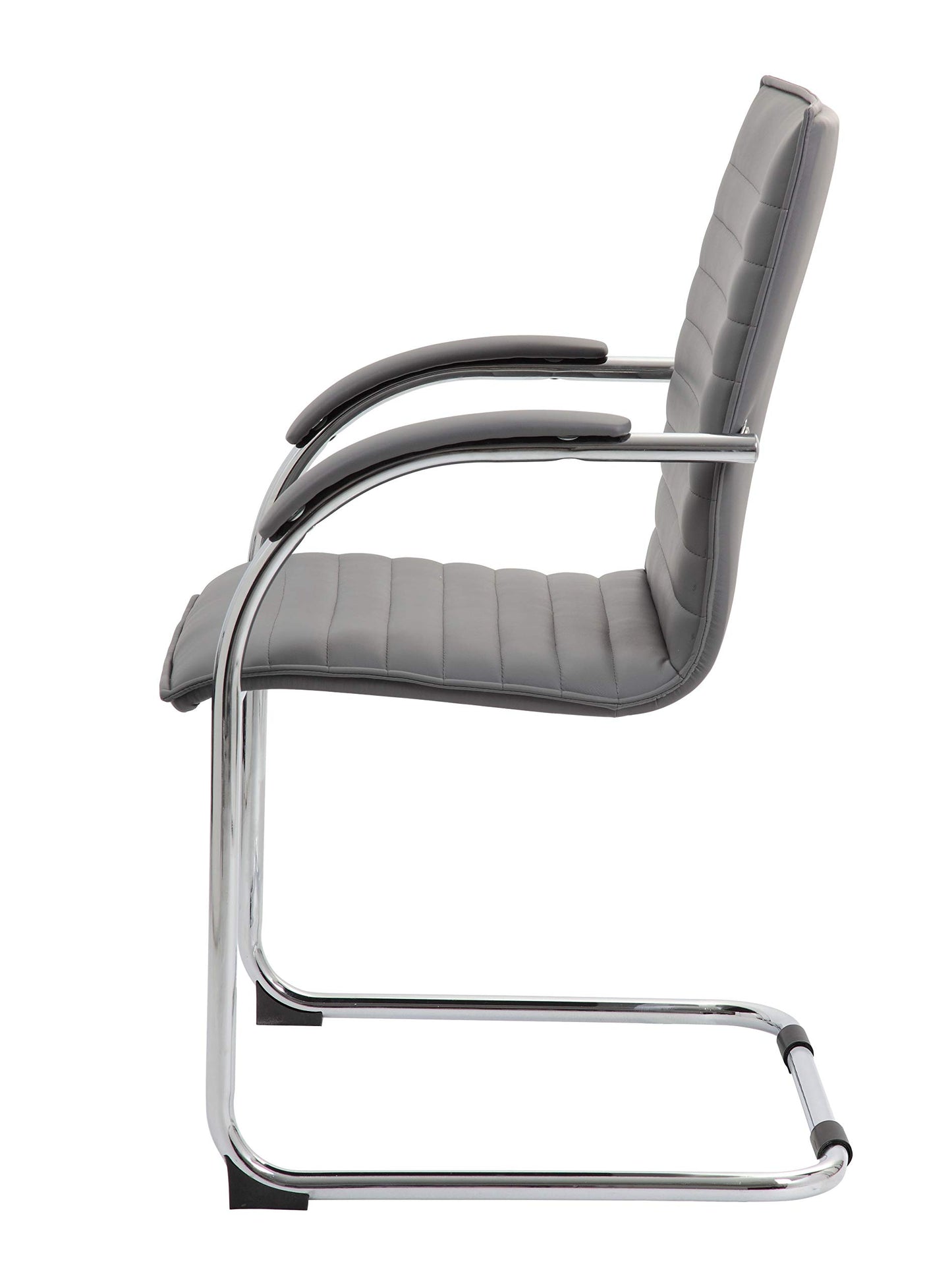 Boss Office Products Boss Chrome Frame Caressoftplus Vinyl Side Chair, (Set of 2), Gray