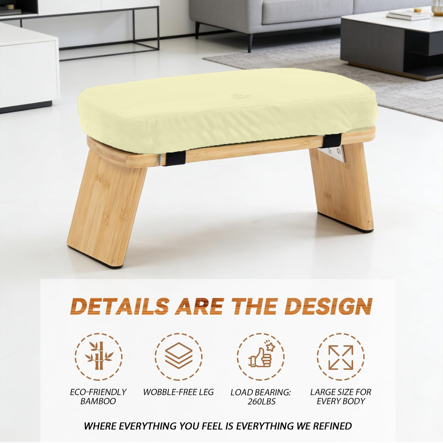 Estleys Meditation Bench, Bamboo Meditation Stool, Folding Kneeling Meditation Bench, Seiza Prayer Bench, Prayer Bench with Meditation Cushion, Kneeling Stool(Beige-Bag)