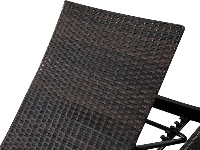 Outdoor Patio 4 Adjustable Backrest Chaise Lounger and 2 Side End Tables