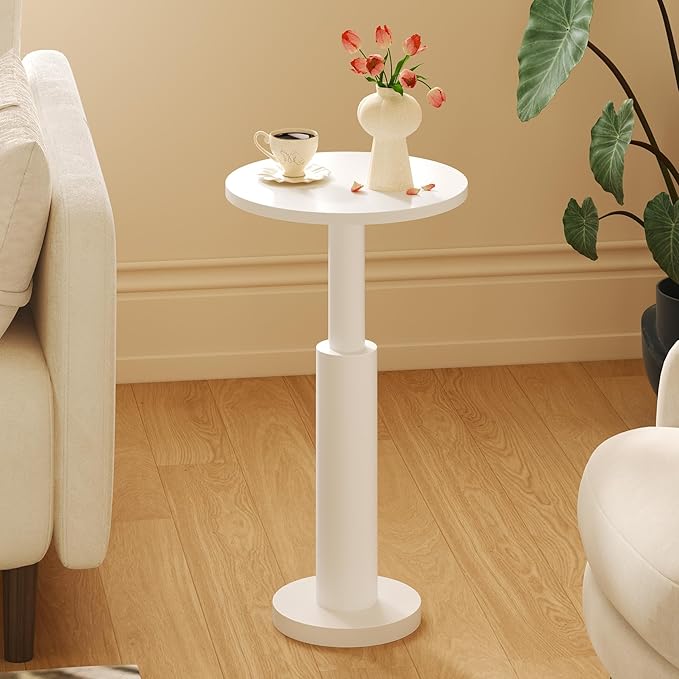 LAATOOREE Small Round Side Table, Accent Drink Coffee Table, Pedestal End Table