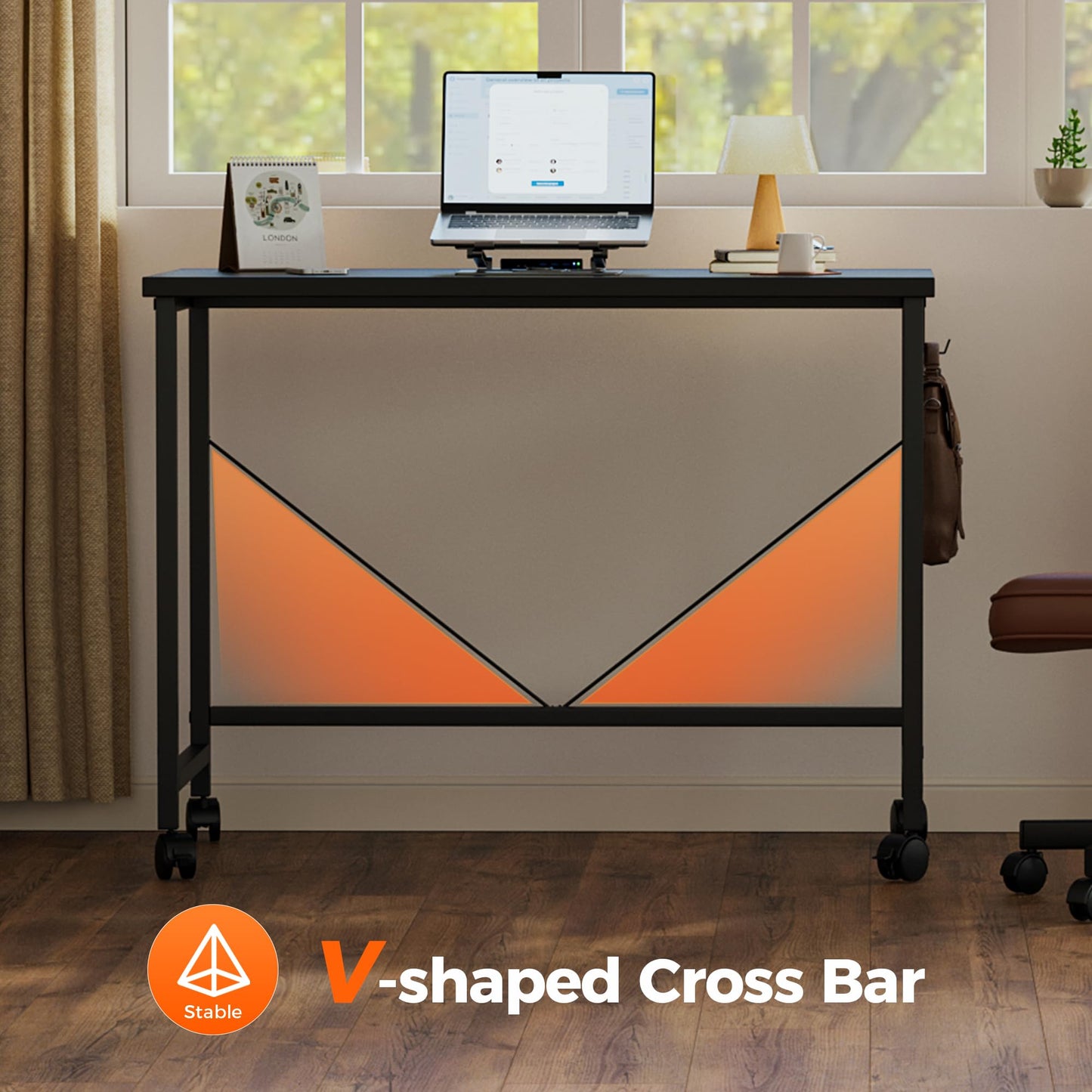 Mericonia 32 inch Rolling Computer Desk with Wheels, Gaming Desk for Small Spaces, Modern Simple Style Table for Home Office, Study Writing Table