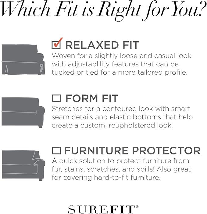SureFit Cotton Duck Loveseat Box Cushion One Piece Slipcover, Furniture Cover
